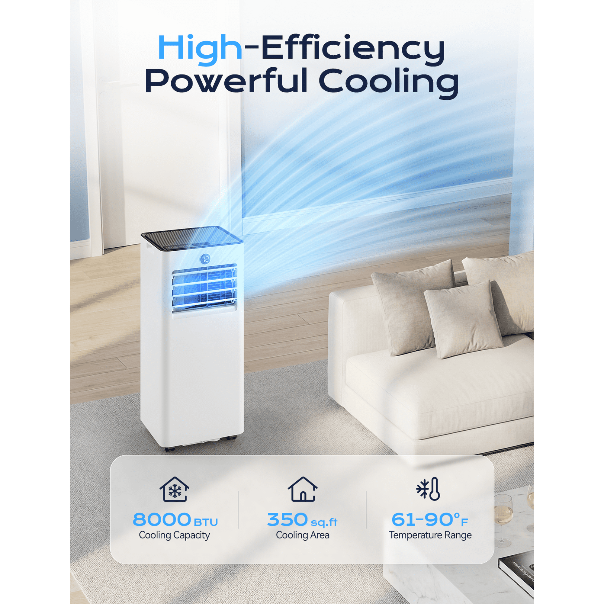 Nepsam 10000 BTU Portable Air Conditioner, 3-in-1 AC Unit, Dehumidifier, Fan, Remote, Timer, for Room up to 450 Sq.Ft