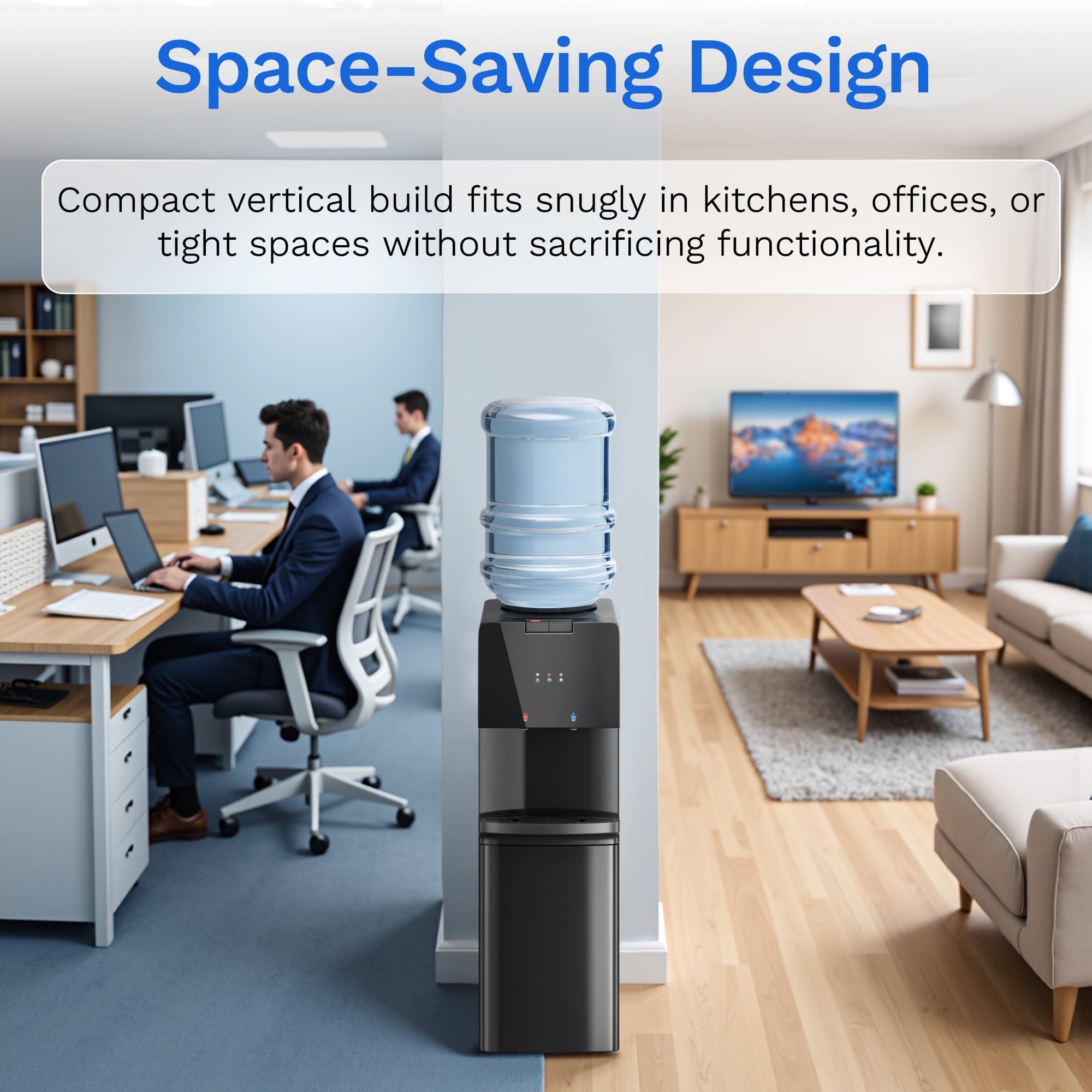 Nepsam 120V 60Hz Compressor Cooling Water Dispenser, 650W Hot & Cold Water Dispenser with Type I Shock Protection, 6.5L/h Hot 1.2L/h Cold Output for Home Office