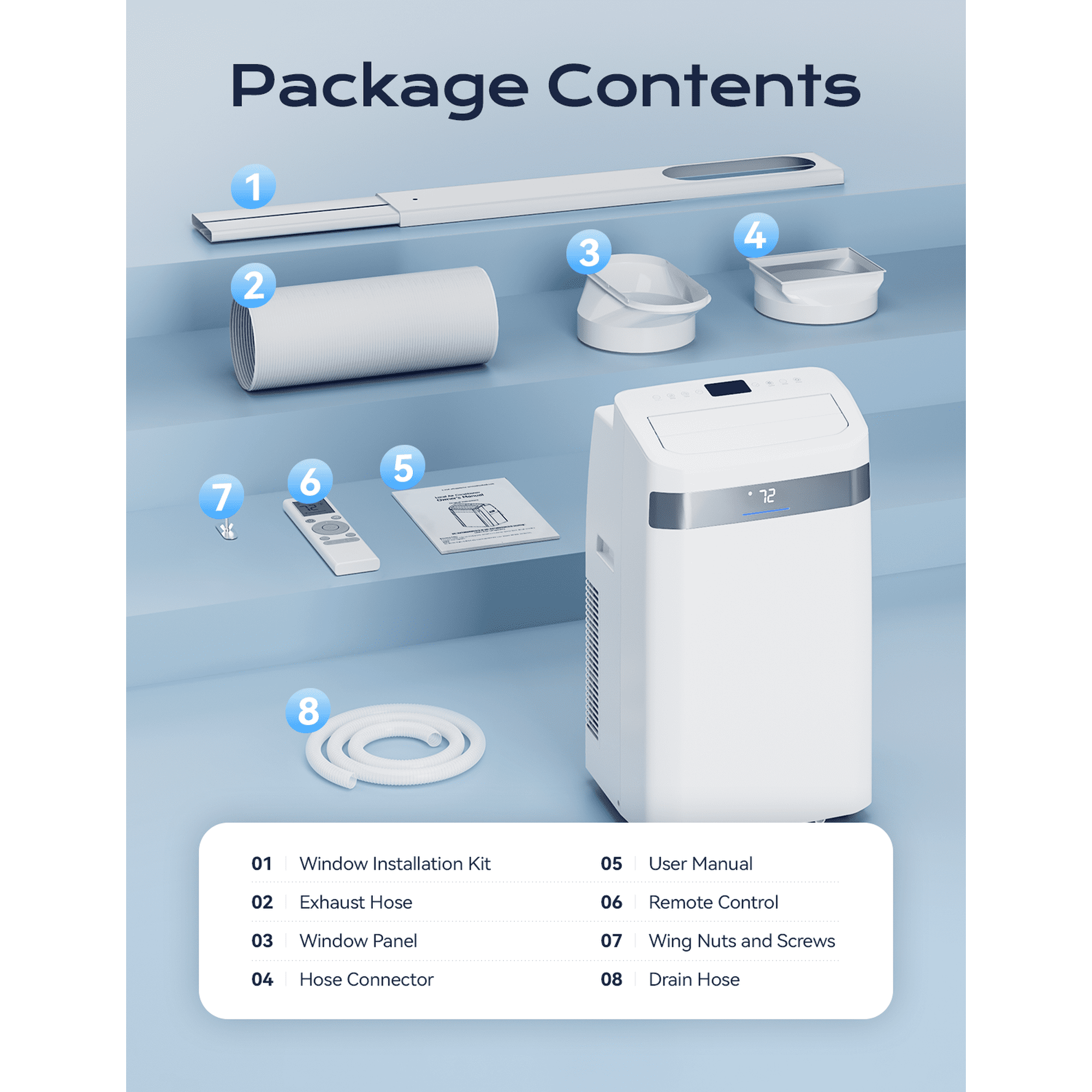 Nepsam 12000 BTU Portable Air Conditioner,4-in-1 Quiet AC Cooler Dehumidifier Fan, 550 sq.ft Room AC with 24H Timer, Remote Control & Window Kit