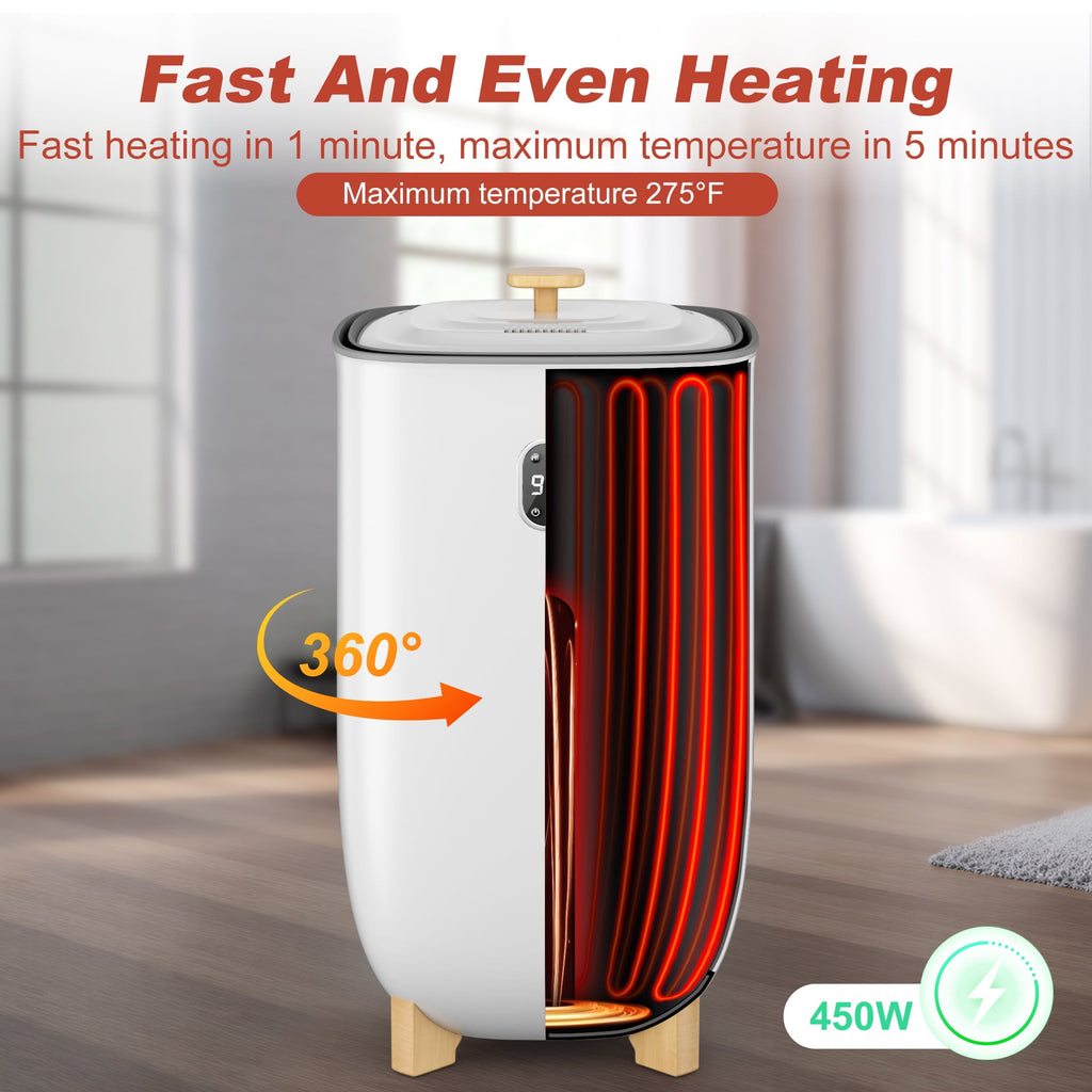 Nepsam 35L Towel Warmer Bucket with Drying Modes, Heating Mode 20/30/60/90 Min, Customized Fragrance, LED Screen, Anti-scald Safety lock, White