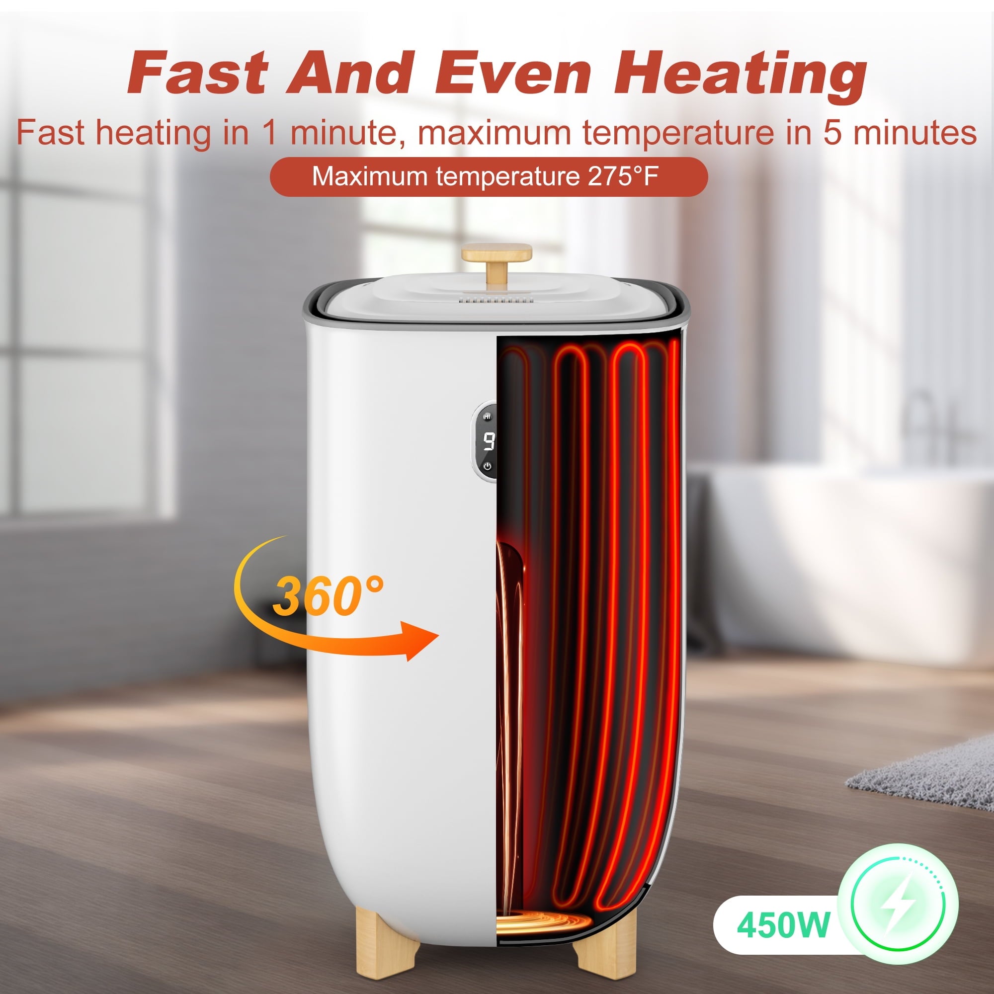 Nepsam 35L Towel Warmer Bucket with Drying Modes, Heating Mode 20/30/60/90 Min, Customized Fragrance, LED Screen, Anti-scald Safety lock, White