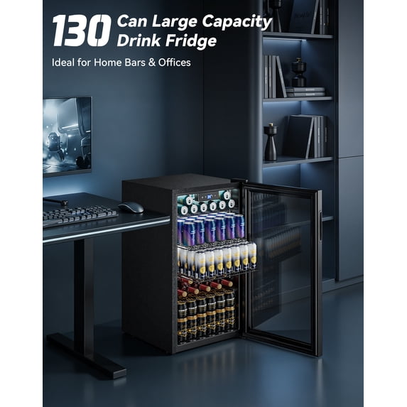Nepsam 115V Single Zone Beverage Cooler, 34-64°F, Reversible Door, Touch Control, LED Ligh