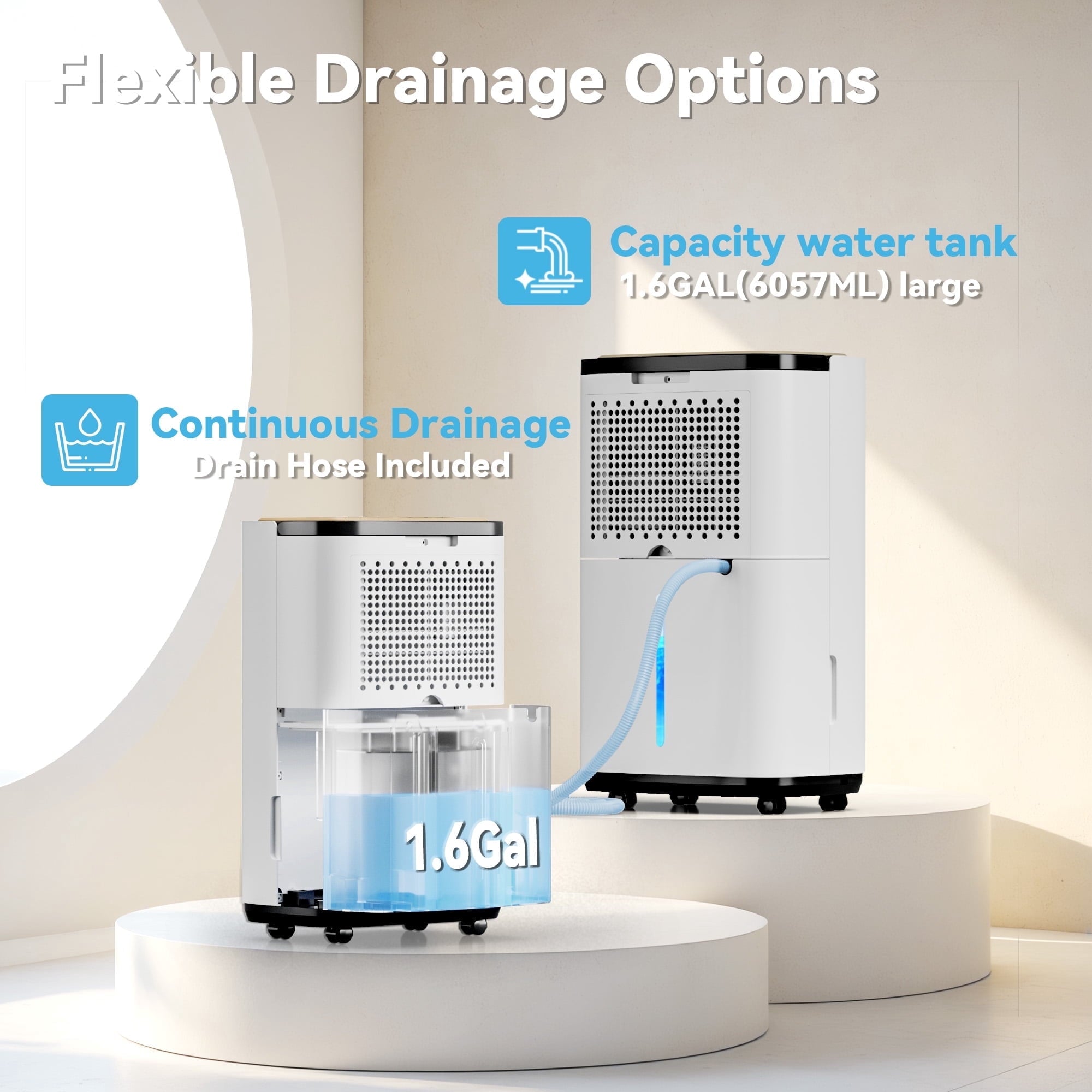 Nepsam 15-Pint (DOE) Dehumidifier for Large Spaces up to 5000 Sq.Ft, 180oz Tank with Drain Hose & 24H Timer, 3 Modes for Home, Office, Basement