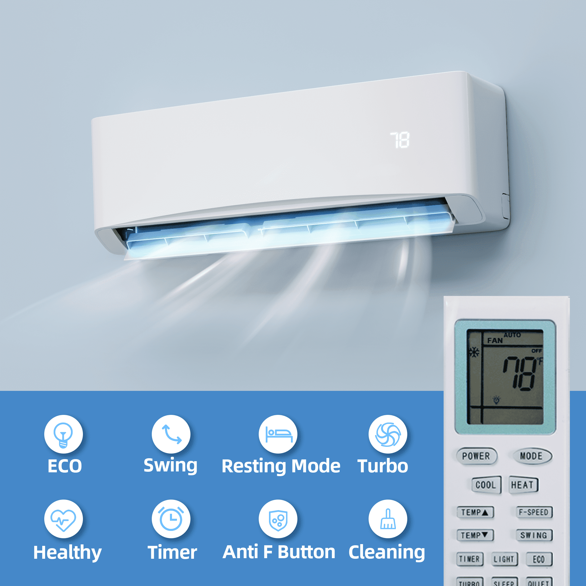 Nepsam 12000 BTU Mini Split Air Conditioner & Heater, 17 SEER2 115V Energy Energy Saving Wall Mounted Inverter Ductless AC Unit Cools up to 1250 Sq. Ft