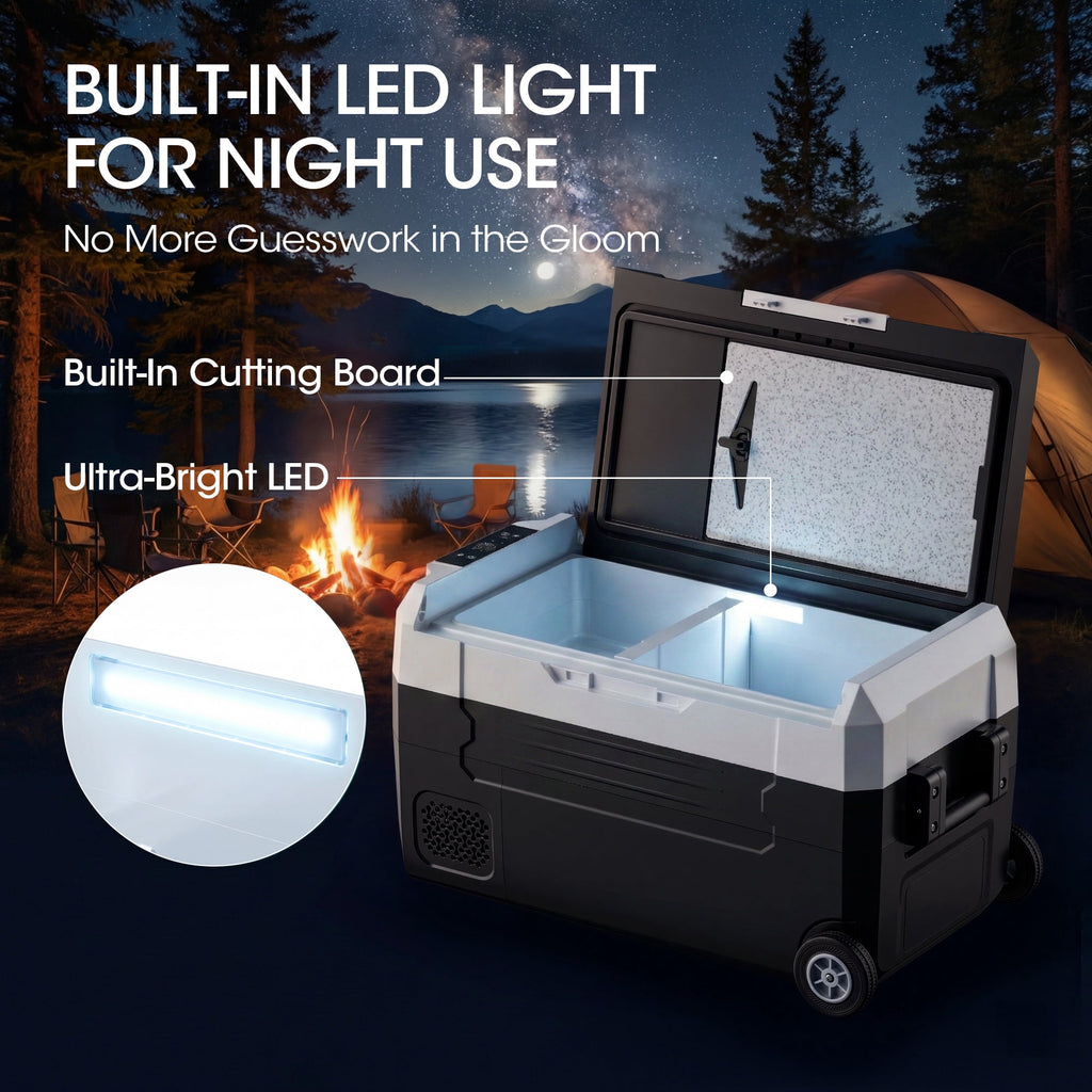 Nepsam 37QT Portable Car Refrigerator, Dual Zone, APP Control, 12V/24V & 100-240V, for RV, Camping & Home