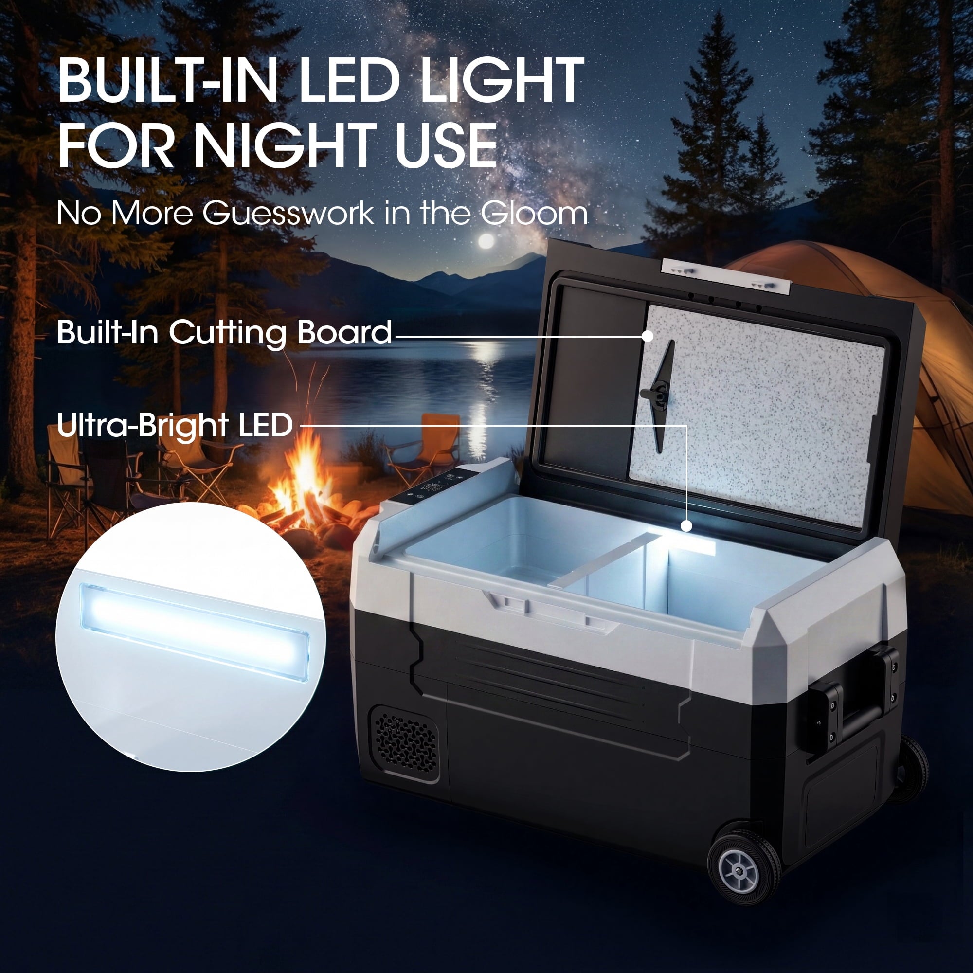 Nepsam 37QT Portable Car Refrigerator, Dual Zone, APP Control, 12V/24V & 100-240V, for RV, Camping & Home