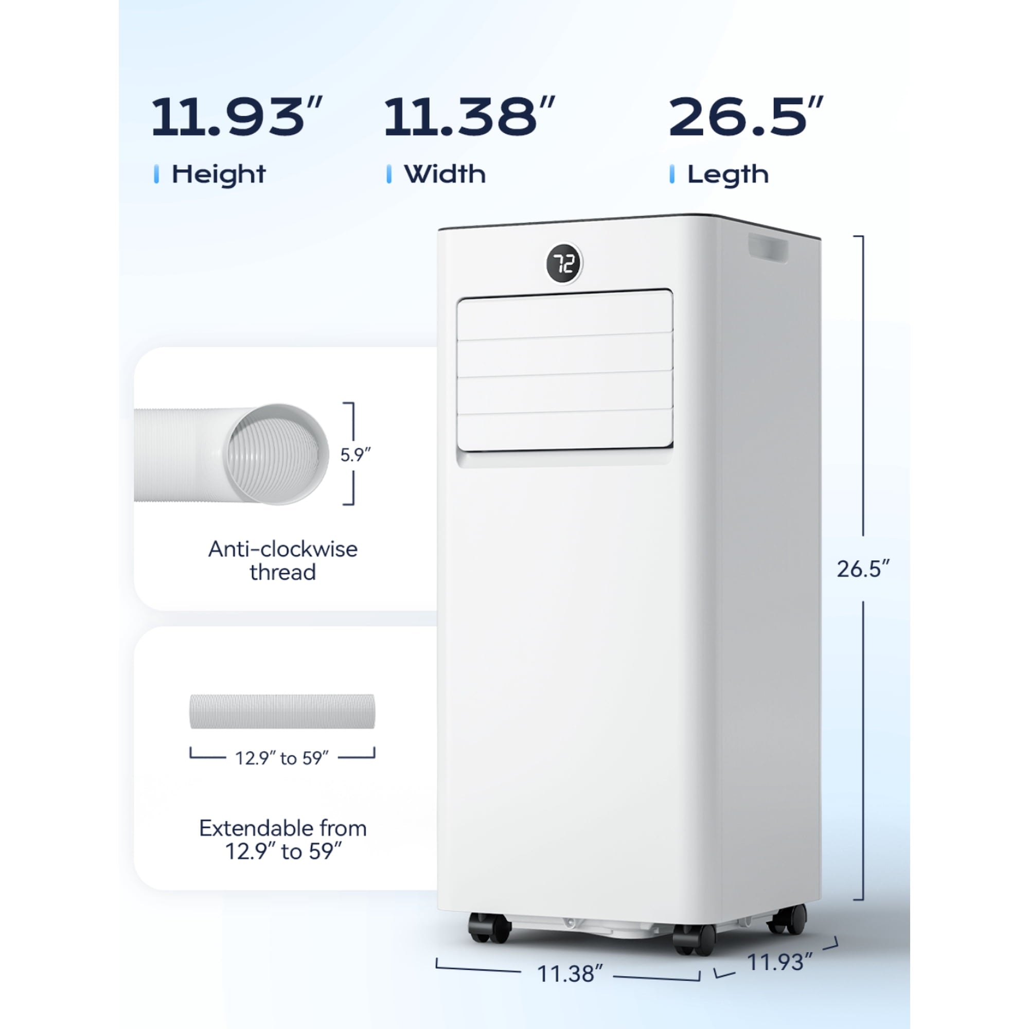 Nepsam 10000 BTU Portable Air Conditioner, 3-in-1 AC Unit, Dehumidifier, Fan, Remote, Timer, for Room up to 450 Sq.Ft