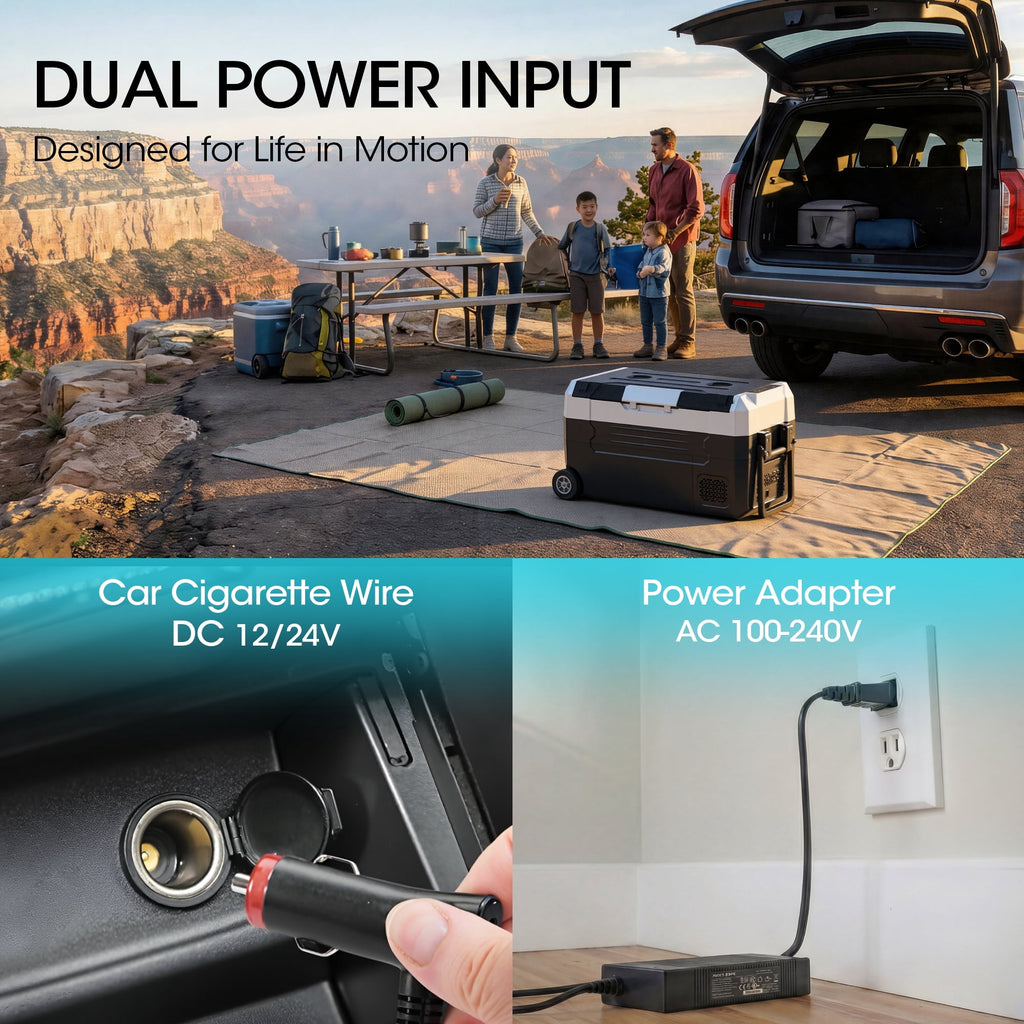 Nepsam 37QT Portable Car Refrigerator, Dual Zone, APP Control, 12V/24V & 100-240V, for RV, Camping & Home