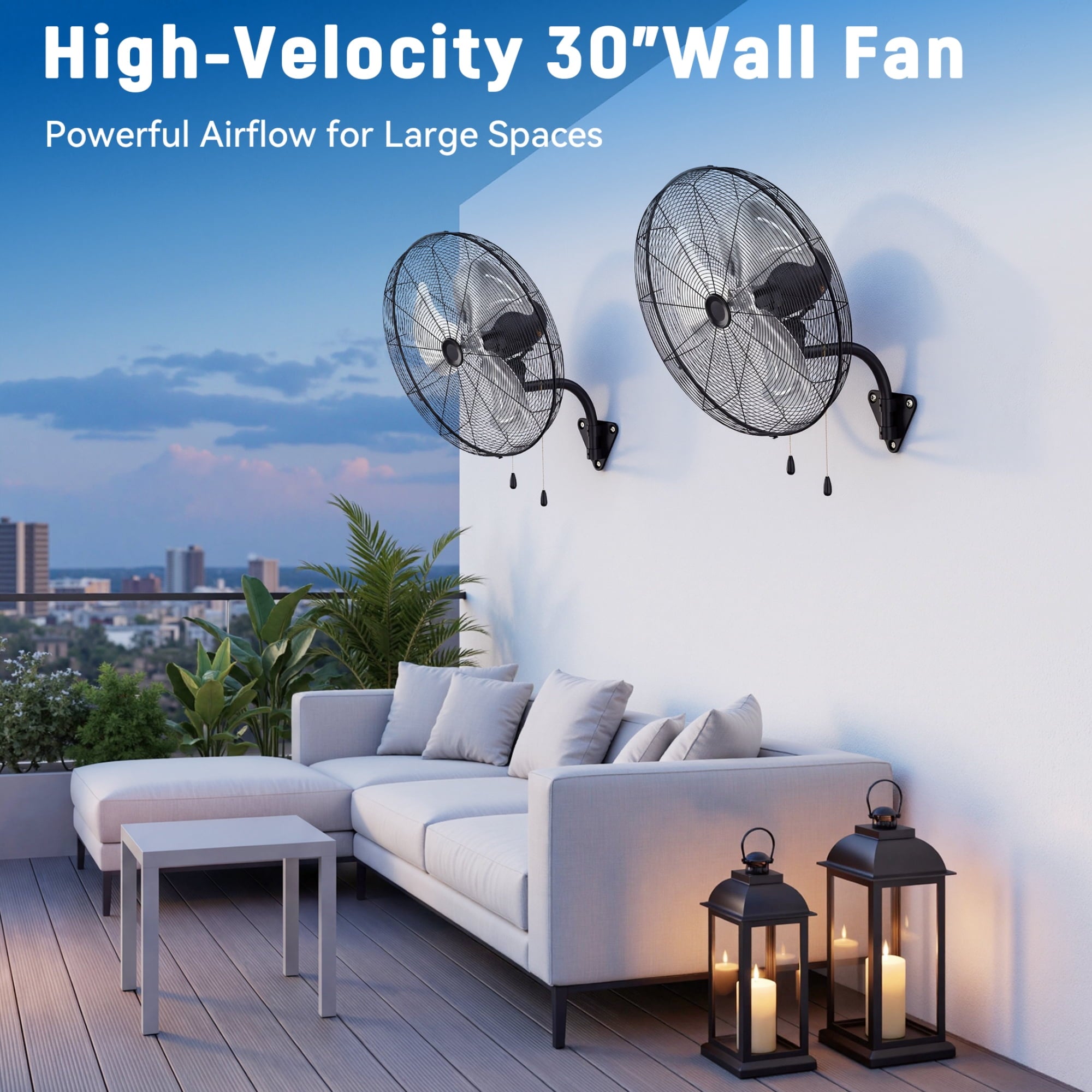 Nepsam Wall Mount Fan, 30 Inch,3-speed, Waterproof Oscillating Industrial Wall Fan, for Warehouse, Greenhouse, Workshop, Patio (Black)