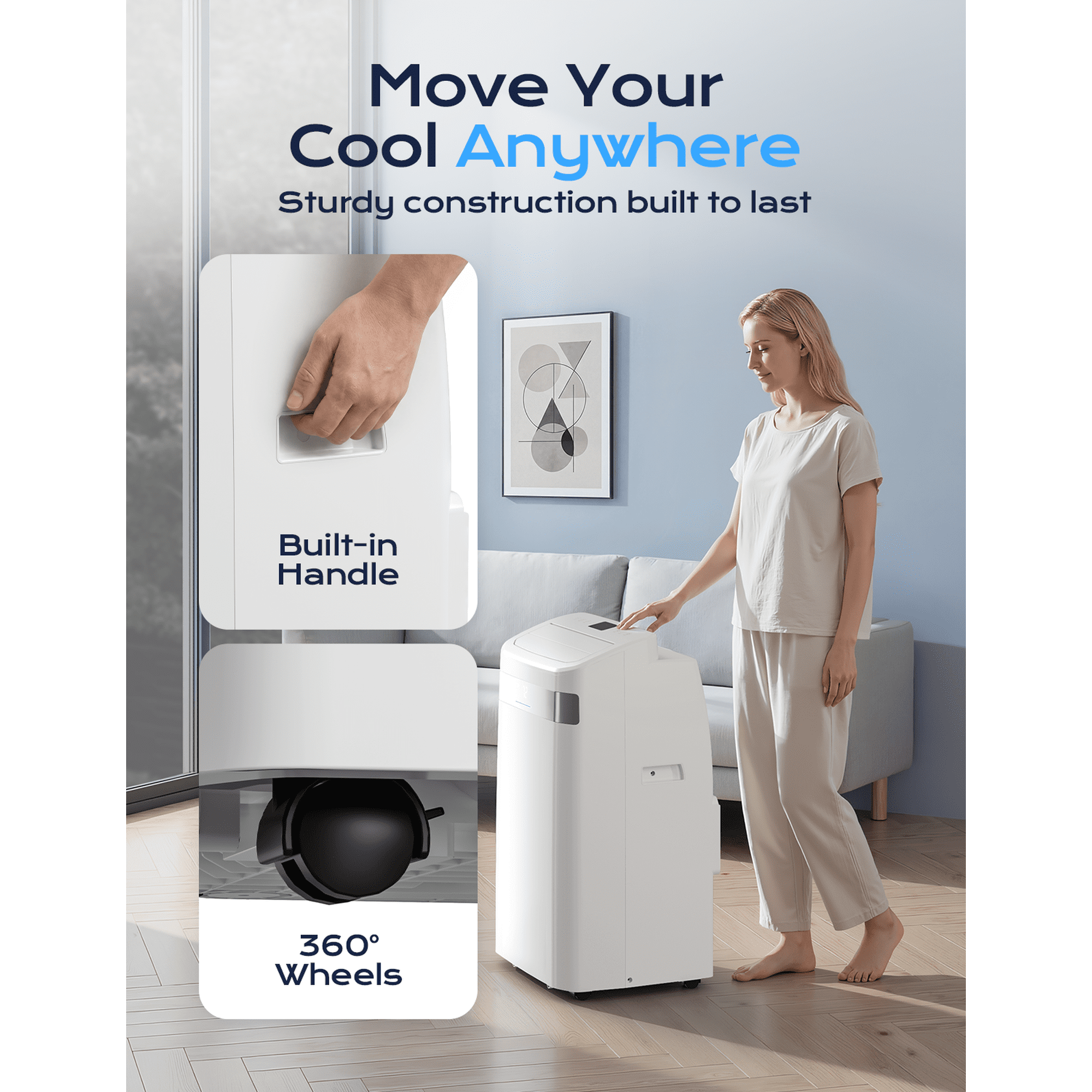 Nepsam 12000 BTU Portable Air Conditioner,4-in-1 Quiet AC Cooler Dehumidifier Fan, 550 sq.ft Room AC with 24H Timer, Remote Control & Window Kit