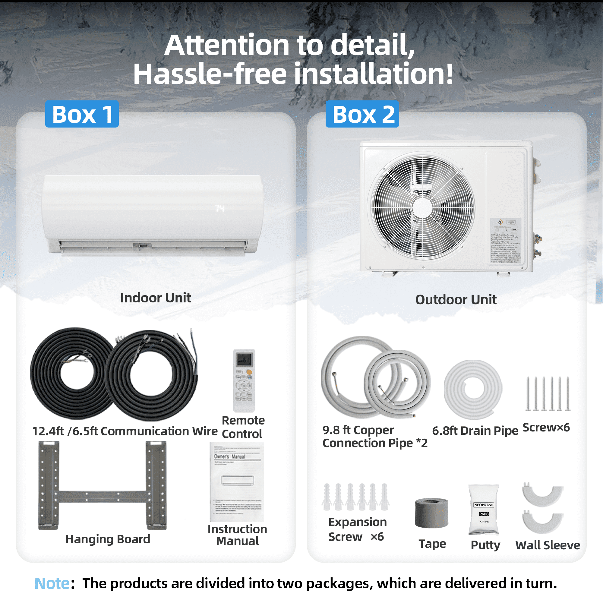 Nepsam 12000 BTU Mini Split Air Conditioner & Heater, 19 SEER2 230V Energy Energy Saving Wall Mounted