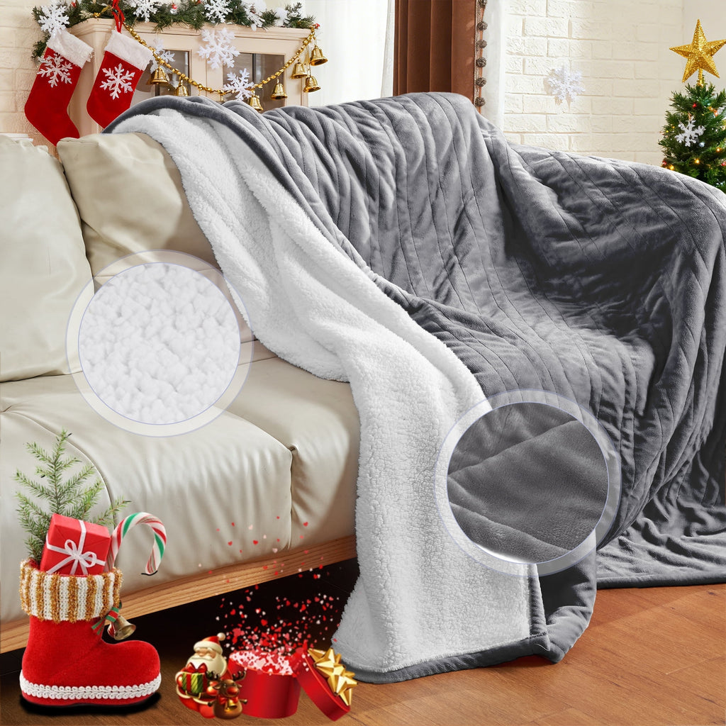 Nepsam Electric Blanket Flannel and Soft Sherpa Fleece Heated Blanket, 62" x 84" with 12 Hours Auto Shut Off, Machine Washable, Dark Grey