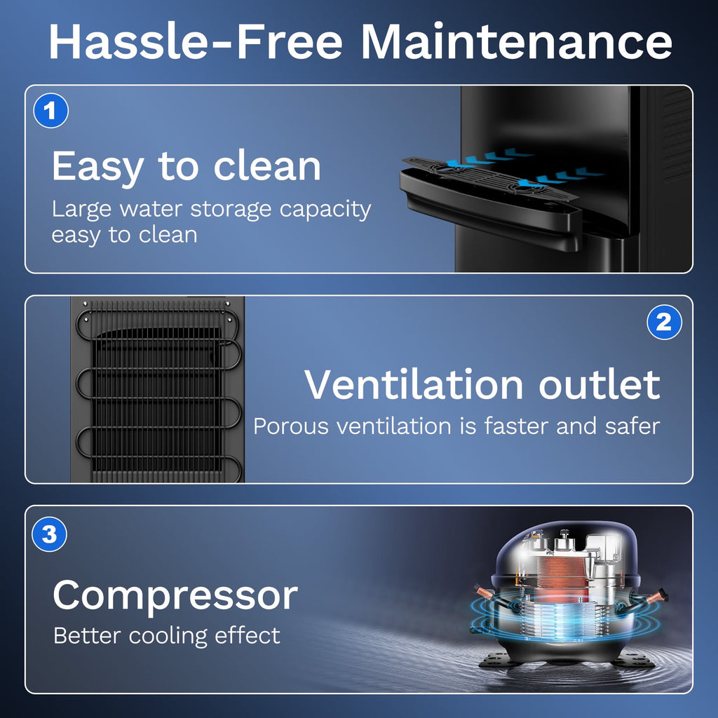 Nepsam 120V 60Hz Compressor Cooling Water Dispenser, 650W Hot & Cold Water Dispenser with Type I Shock Protection, 6.5L/h Hot 1.2L/h Cold Output for Home Office