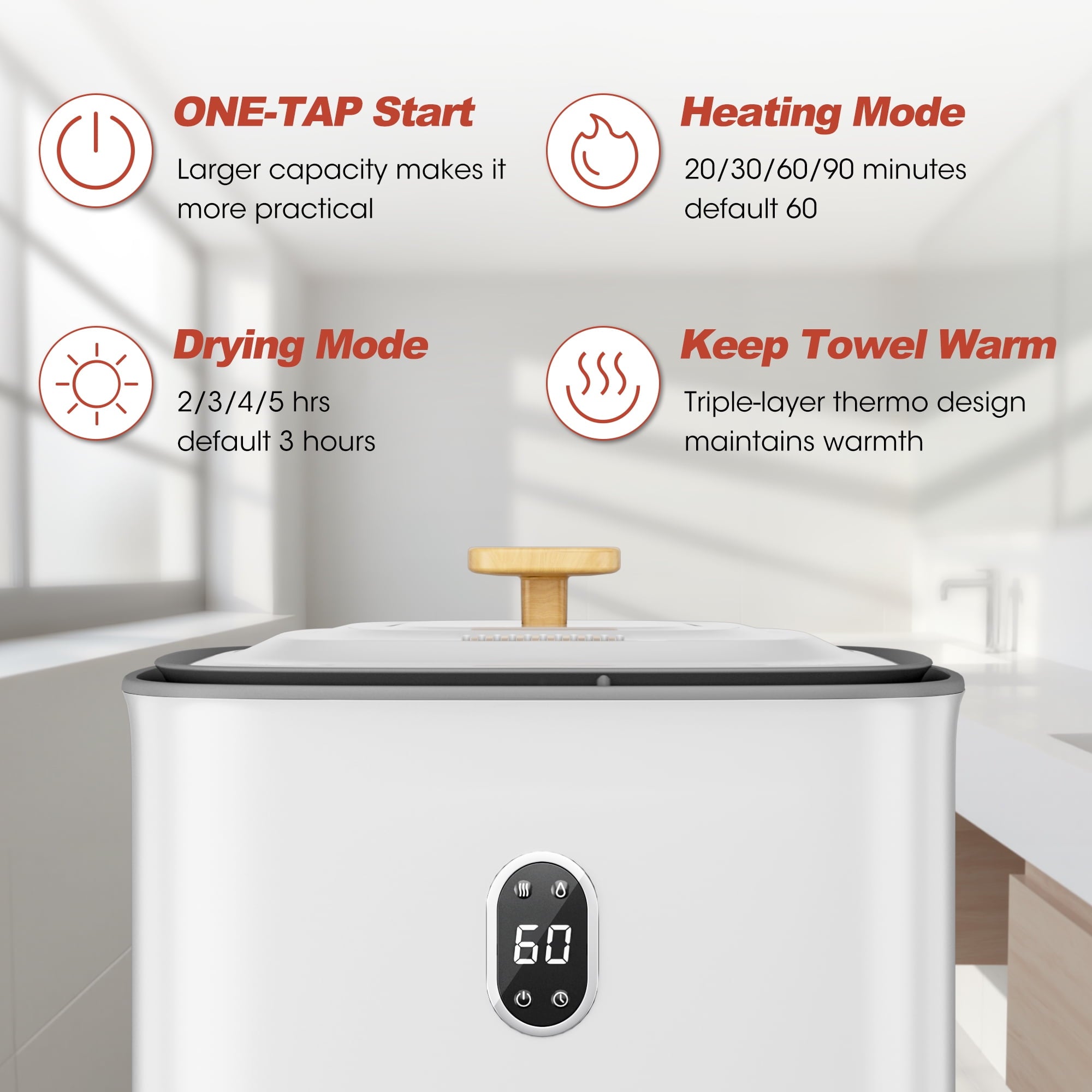 Nepsam 35L Towel Warmer, Towel Warmer Bucket with Drying Modes, Heating Mode 20/30/60/90 Min, Customized Fragrance, LED Screen, Anti-scald Safety lock, Ideal Gift for Families, Friends, Lover