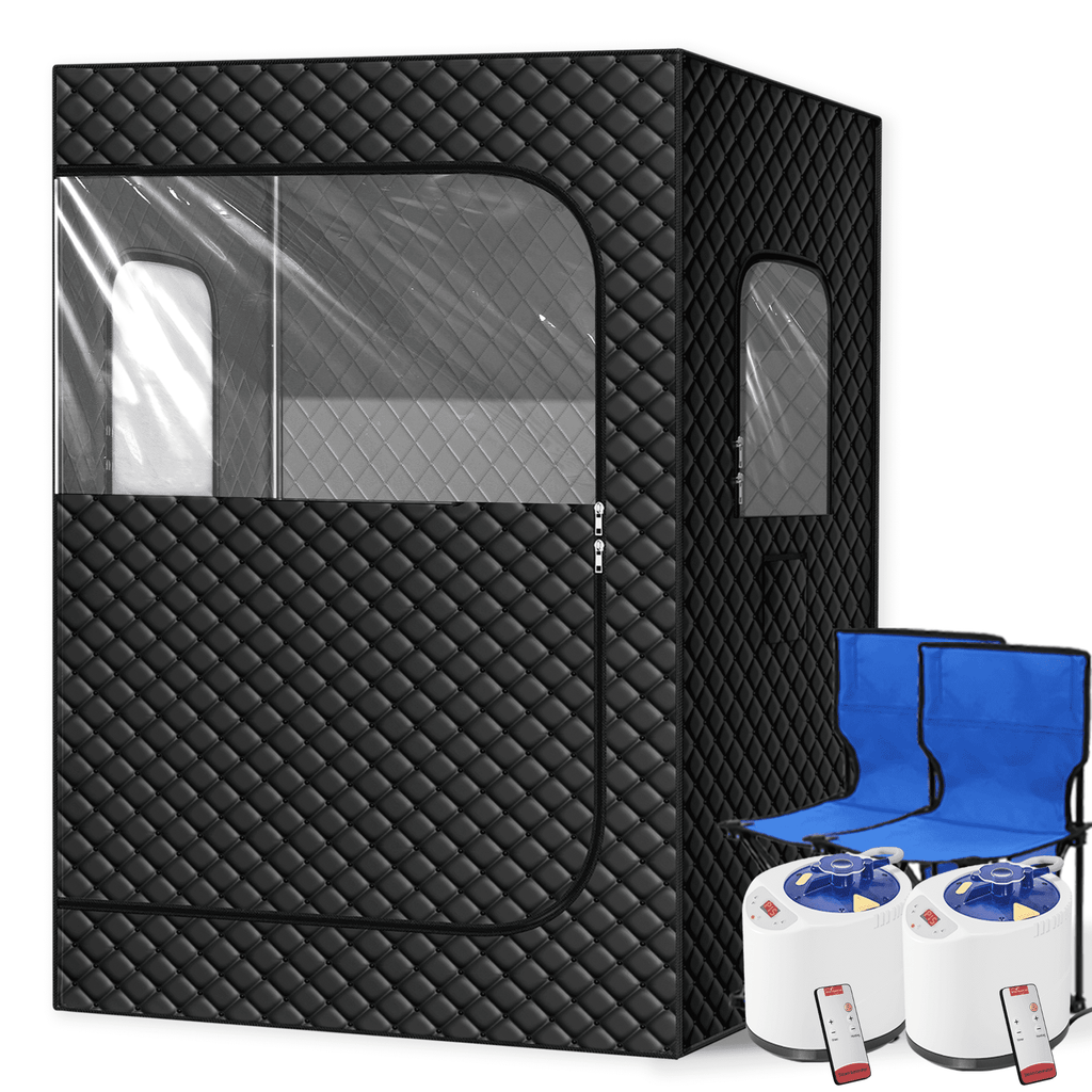 Nepsam Upgraded 2 Person Infrared Sauna Box with 2.6L 1200W Steamer, 99Min-Timer, 9-Level Temperature, 10-min Rapid Heating, Home Sauna for Gym, Pilates, Garage, Hot Tub