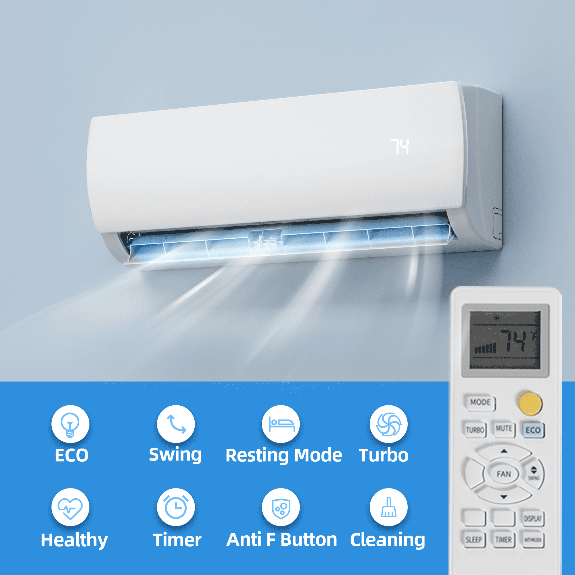 Nepsam 12000 BTU Mini Split Air Conditioner & Heater, 19 SEER2 230V Energy Energy Saving Wall Mounted