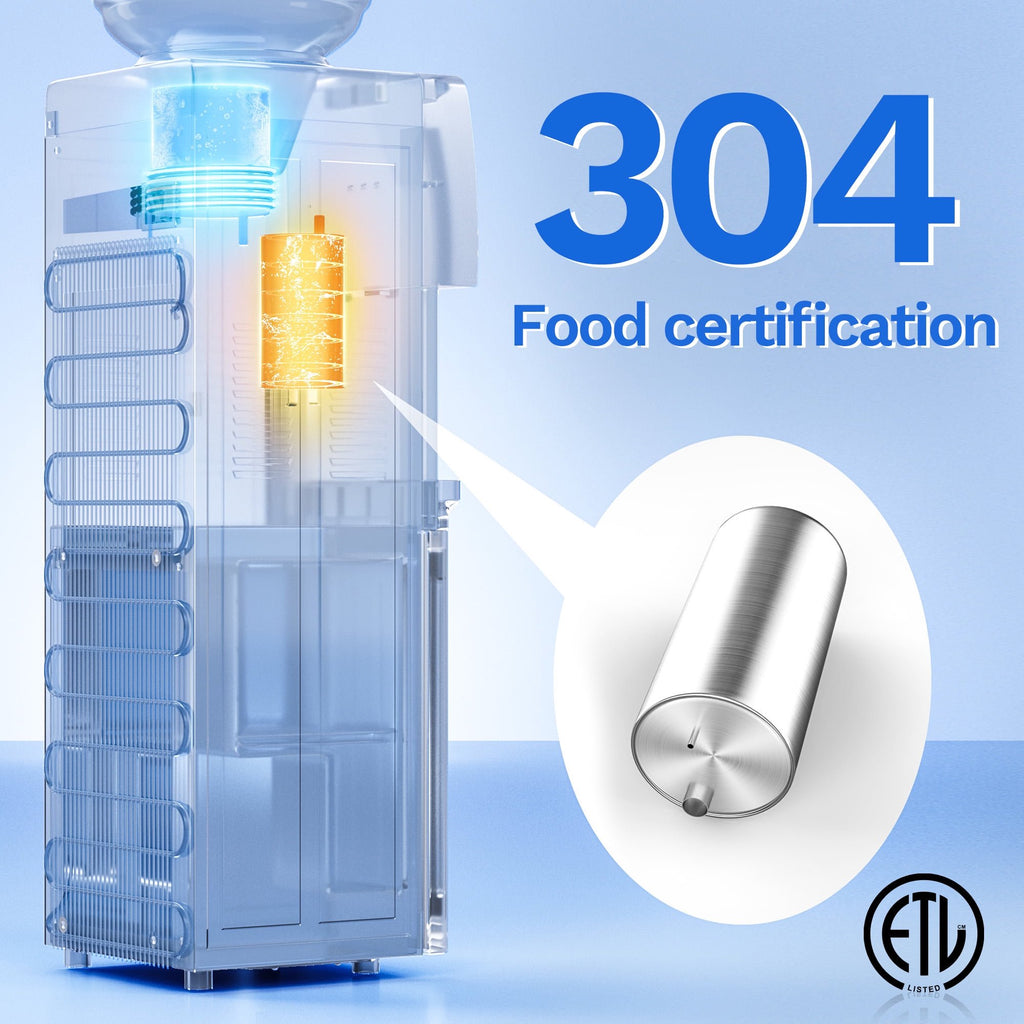 Nepsam 120V 60Hz Compressor Cooling Water Dispenser, 650W Hot & Cold Water Dispenser with Type I Shock Protection, 6.5L/h Hot 1.2L/h Cold Output for Home Office