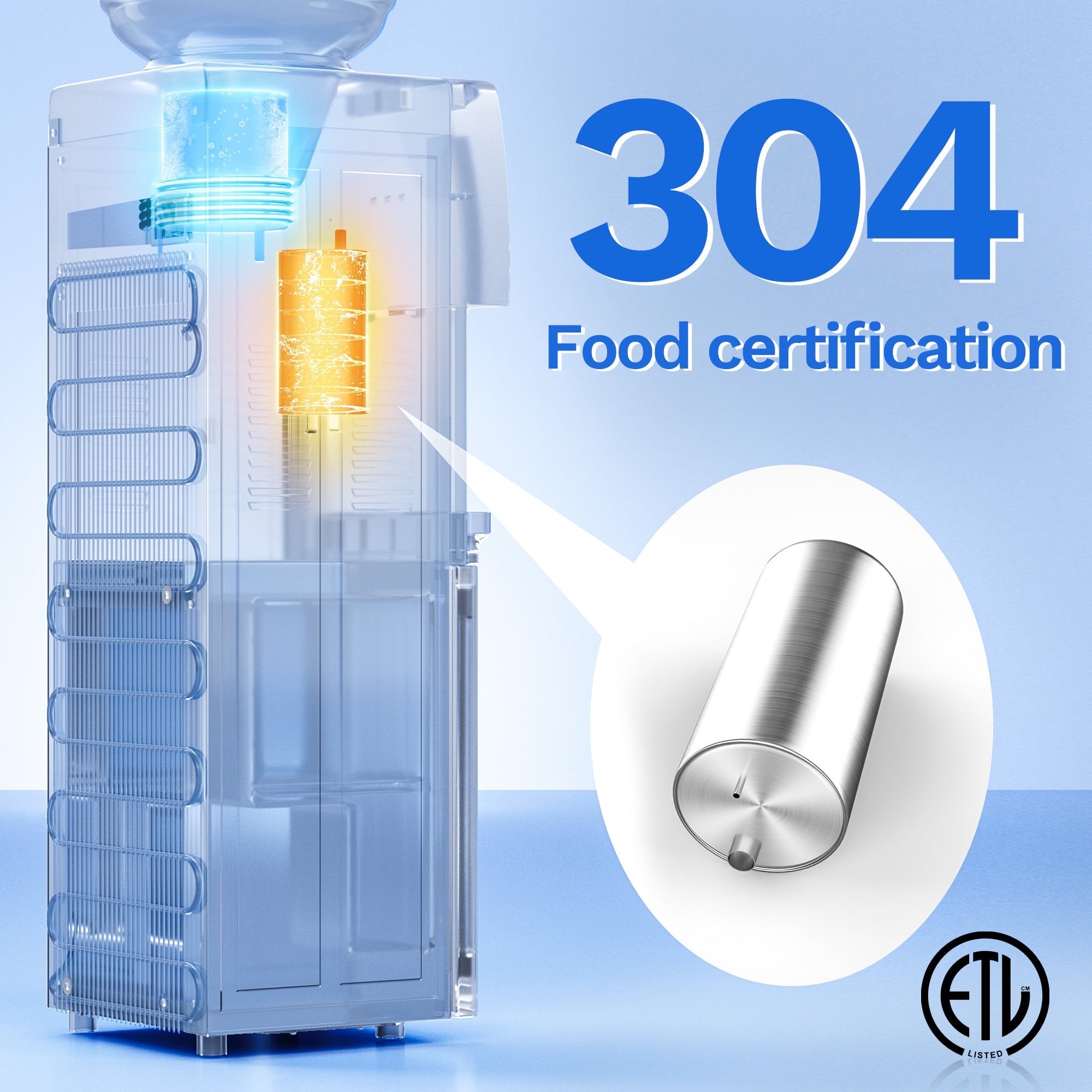 Nepsam 120V 60Hz Compressor Cooling Water Dispenser, 650W Hot & Cold Water Dispenser with Type I Shock Protection, 6.5L/h Hot 1.2L/h Cold Output for Home Office