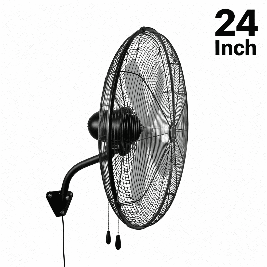 Nepsam Wall Mount Fan, 24 Inch, 3-speed, Waterproof Oscillating Industrial Wall Fan, for Warehouse, Greenhouse, Workshop, Patio (Black)