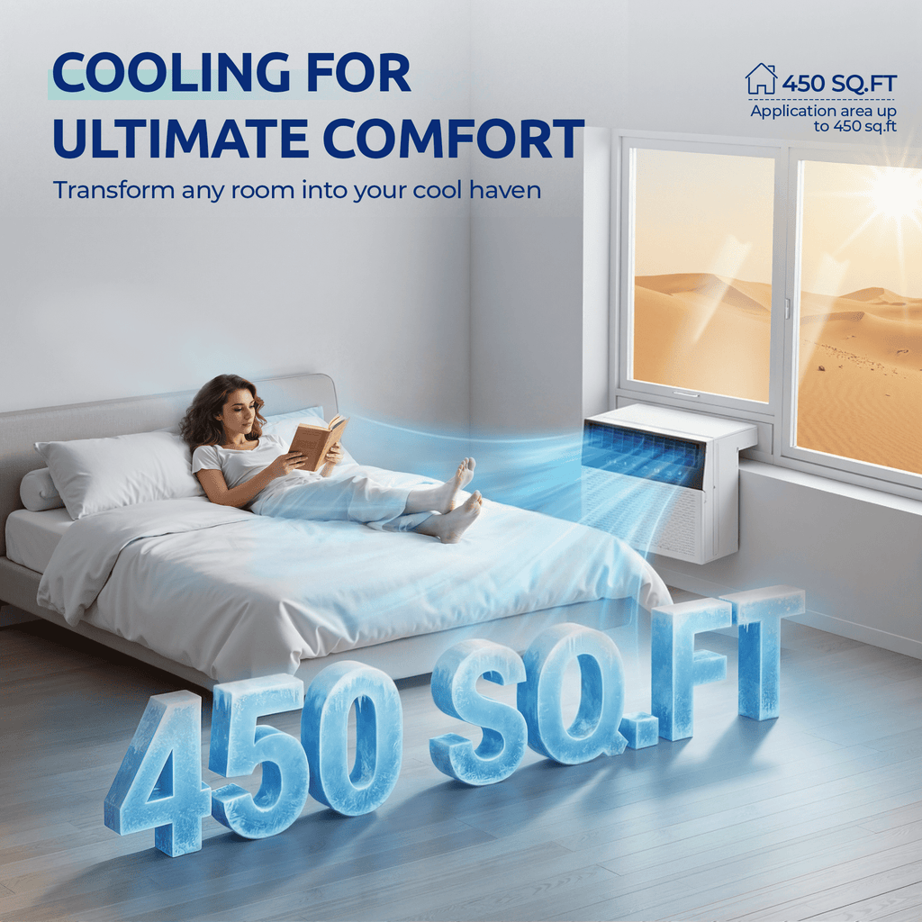 Nepsam 10000-BTU Window Air Conditioner, Cools Up to 450 Sq Ft, with Remote Control, Energy Efficient, Easy Installation Kit Included