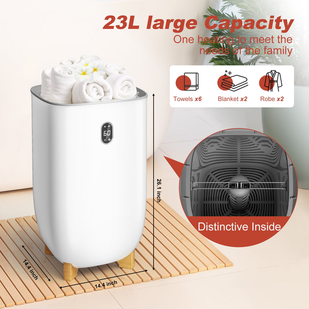 Nepsam 35L Towel Warmer Bucket with Drying Modes, Heating Mode 20/30/60/90 Min, Customized Fragrance, LED Screen, Anti-scald Safety lock, White