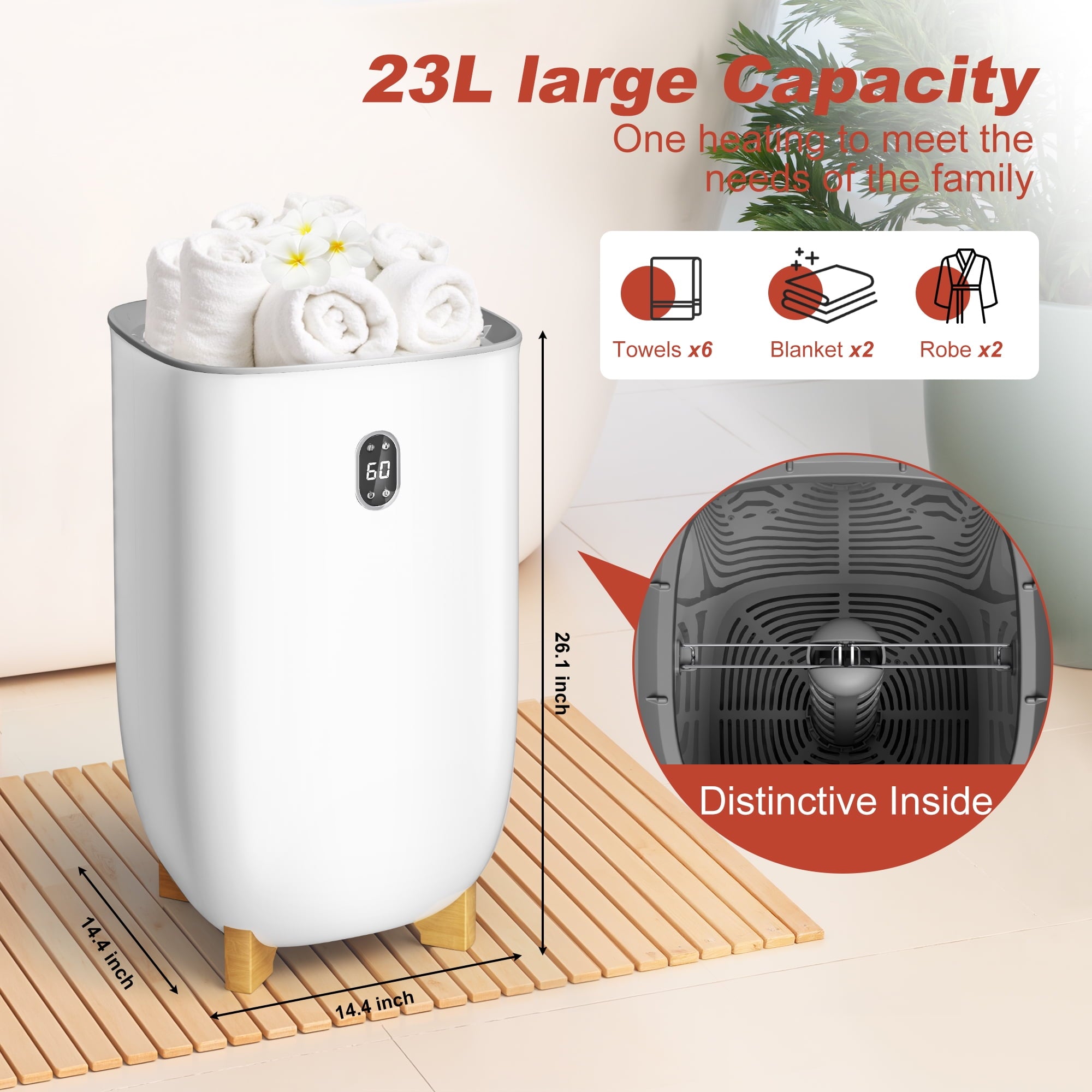 Nepsam 35L Towel Warmer, Towel Warmer Bucket with Drying Modes, Heating Mode 20/30/60/90 Min, Customized Fragrance, LED Screen, Anti-scald Safety lock, Ideal Gift for Families, Friends, Lover