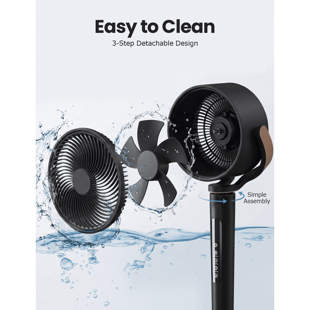 Nepsam 120° Oscillating Standing Fan, 16 Speeds DC Motor, 4 Modes, Adjustable Height, 12H Timer, Black