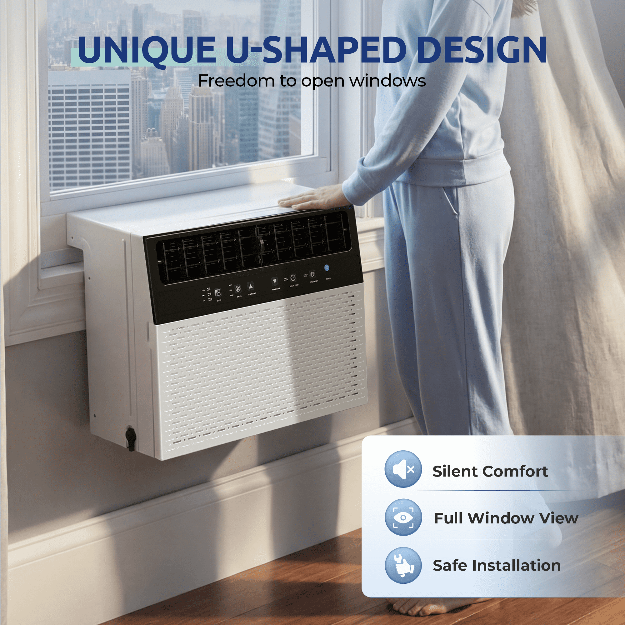 Nepsam 10000-BTU Window Air Conditioner, Cools Up to 450 Sq Ft, with Remote Control, Energy Efficient, Easy Installation Kit Included