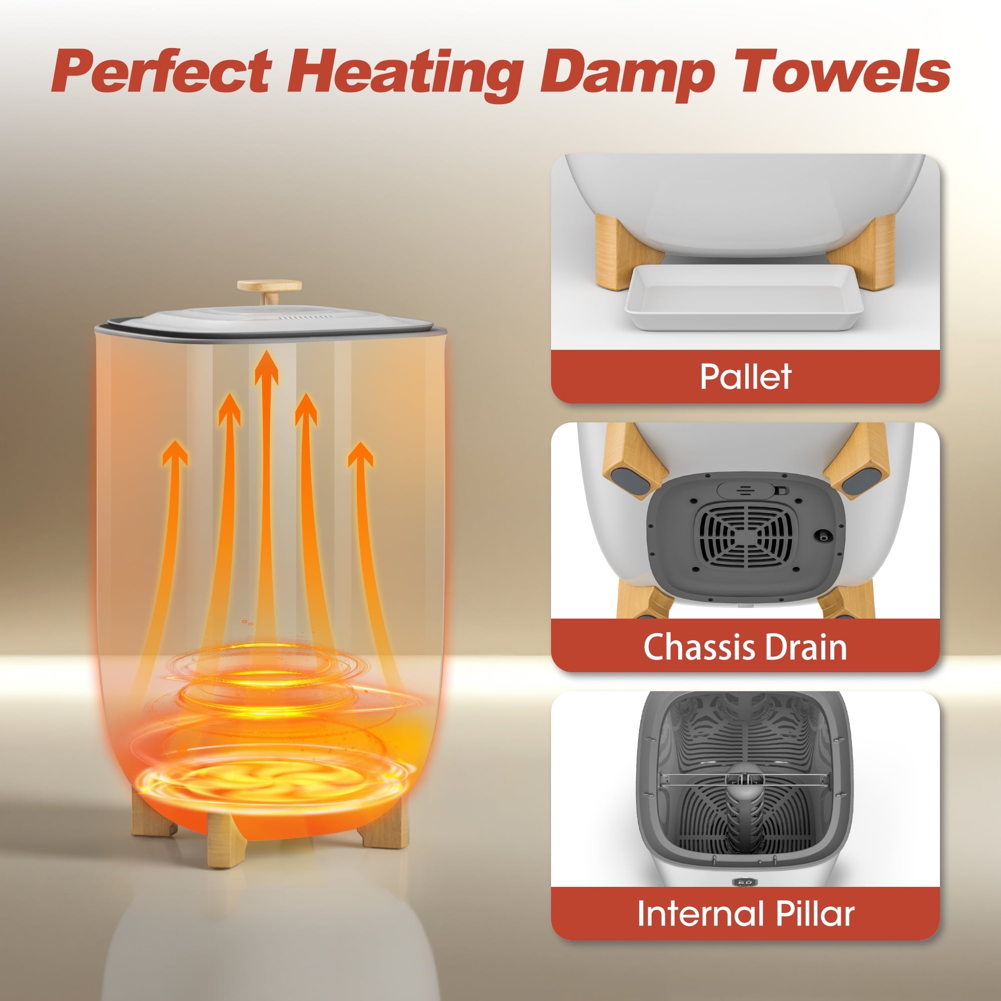 Nepsam 35L Towel Warmer, Towel Warmer Bucket with Drying Modes, Heating Mode 20/30/60/90 Min, LED Screen, Six Towels, Two Double Blankets and Two Robes, for Spa, Bathrobe, Blanket & Pajama