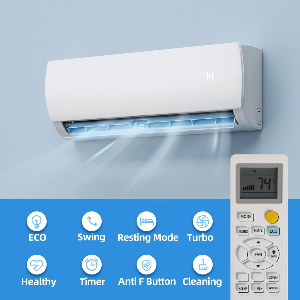 Nepsam 12000 BTU Mini Split Air Conditioner 19 SEER2 115V Inverter AC, Wall Mounted Heating Cooling System, 750 Sq. Ft, Turbo Self-Cleaning for Home Bedroom