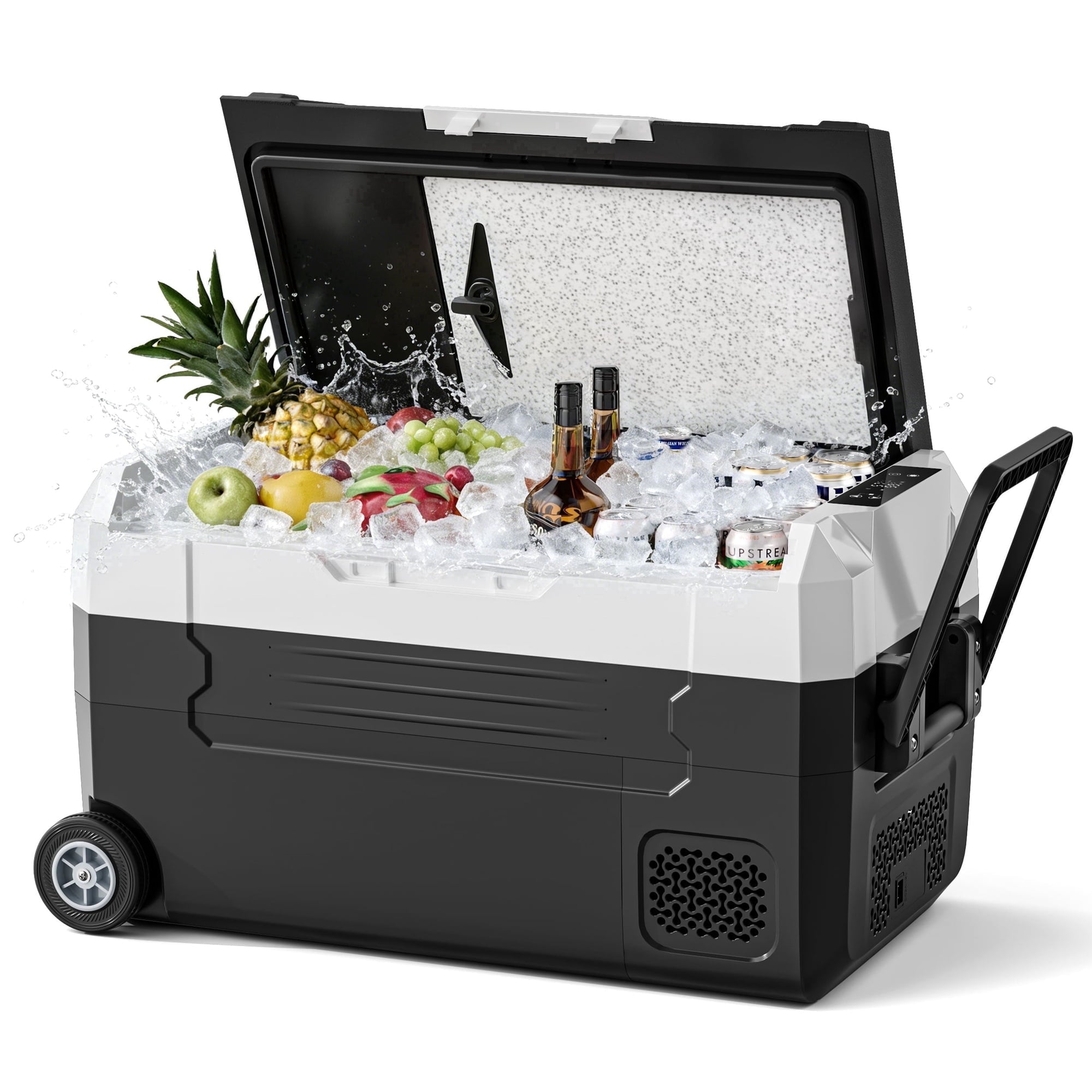 Nepsam 37QT Portable Car Refrigerator, Dual Zone, APP Control, 12V/24V & 100-240V, for RV, Camping & Home