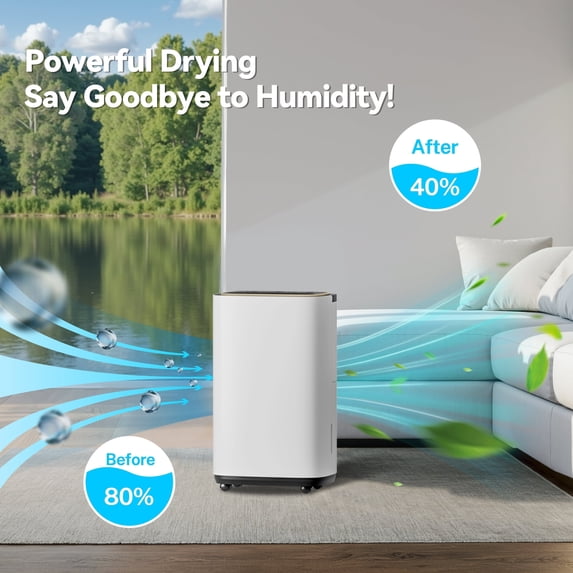 Nepsam 9-Pint (DOE) Multi-Function Dehumidifier, 3000 Sq. Ft Coverage Area with 3 Modes with Drain Hose & 24H Timer, 3 Modes for Home, Office, Basement