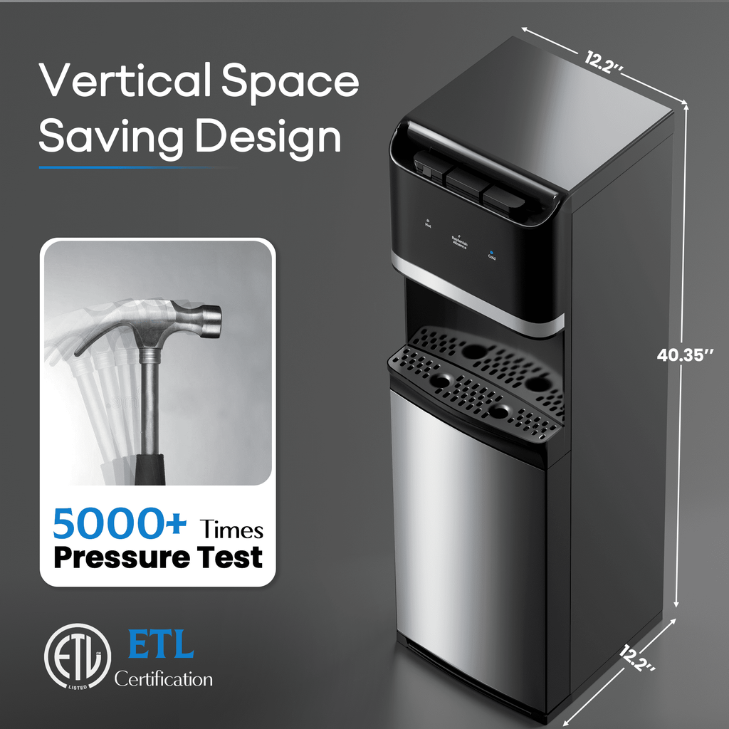 Nepsam Electric Water Dispenser, Hot/Cold/Room Temperature Water, Child Safety Lock, Indoor Use Only, Easy to Install & Clean
