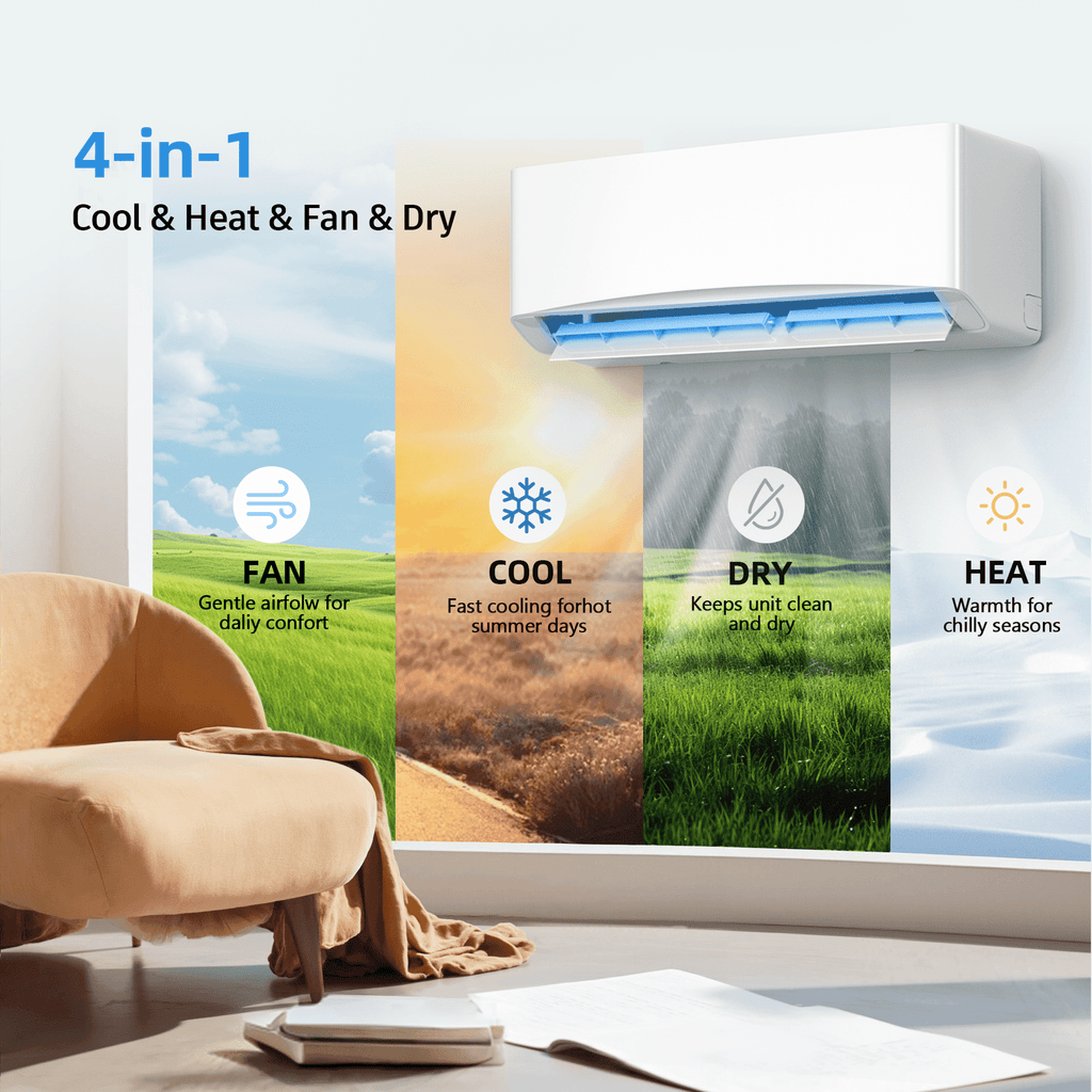 Nepsam 12000 BTU Mini Split Air Conditioner & Heater, 17 SEER2 115V Energy Energy Saving Wall Mounted Inverter Ductless AC Unit Cools up to 1250 Sq. Ft
