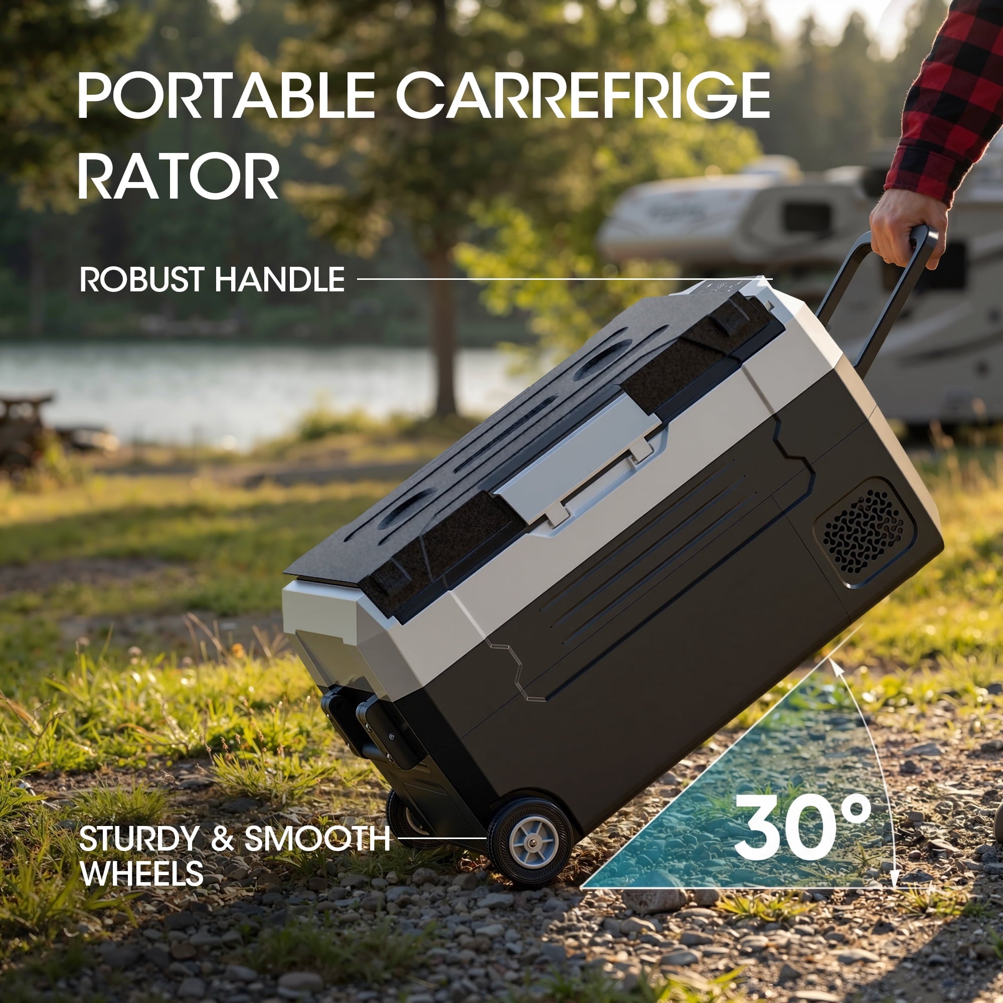 Nepsam 37QT Portable Car Refrigerator, Dual Zone, APP Control, 12V/24V & 100-240V, for RV, Camping & Home