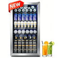 Nepsam 115V Single Zone Beverage Cooler, 34-64°F, Reversible Door, Touch Control, LED Light