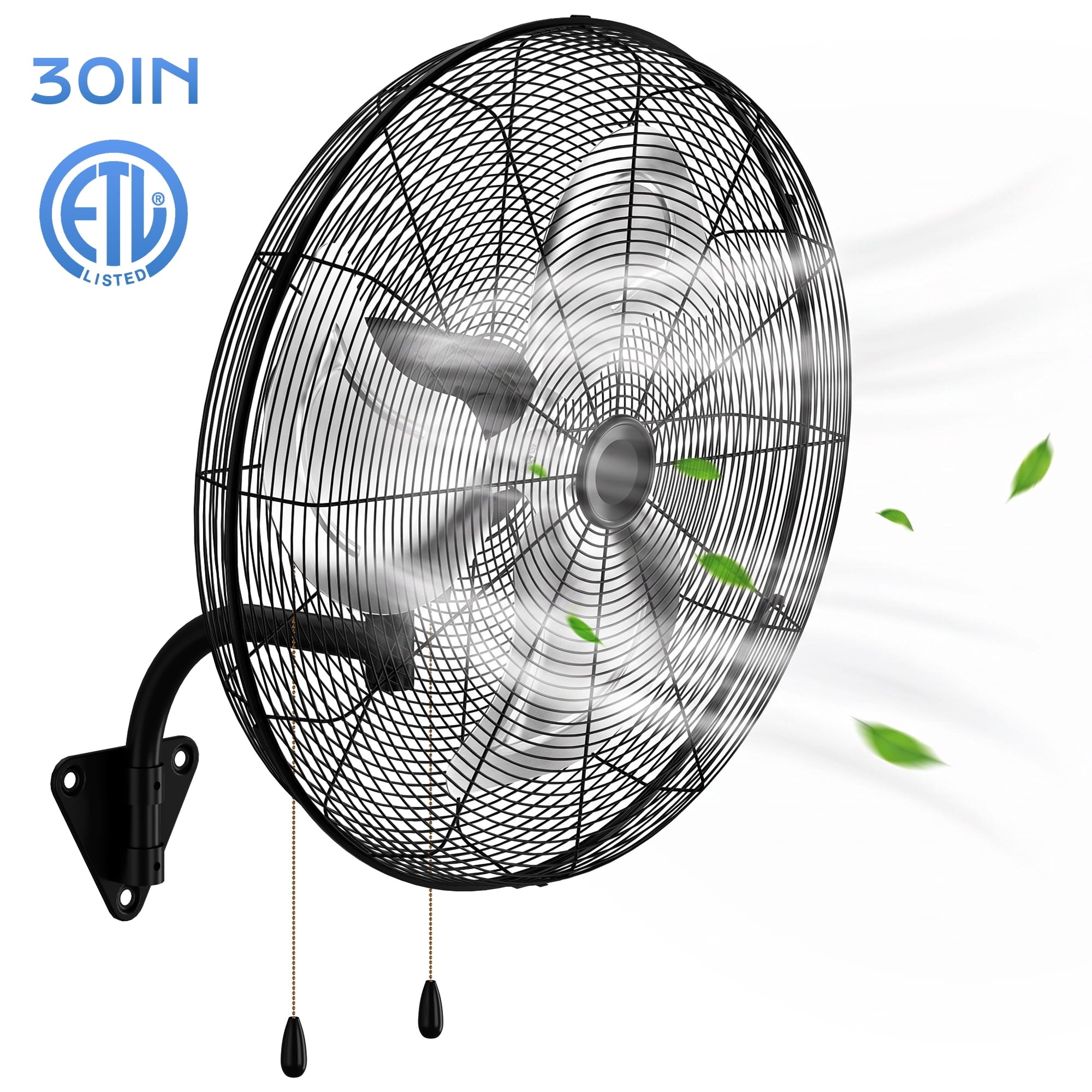 Nepsam 30" Wall Mounted Fan, 3 Speeds High Airflow Industrial Fan with Oscillation & Tilting Head, 200W Powerful Cooling for Home, Warehouse, or Commercial Use