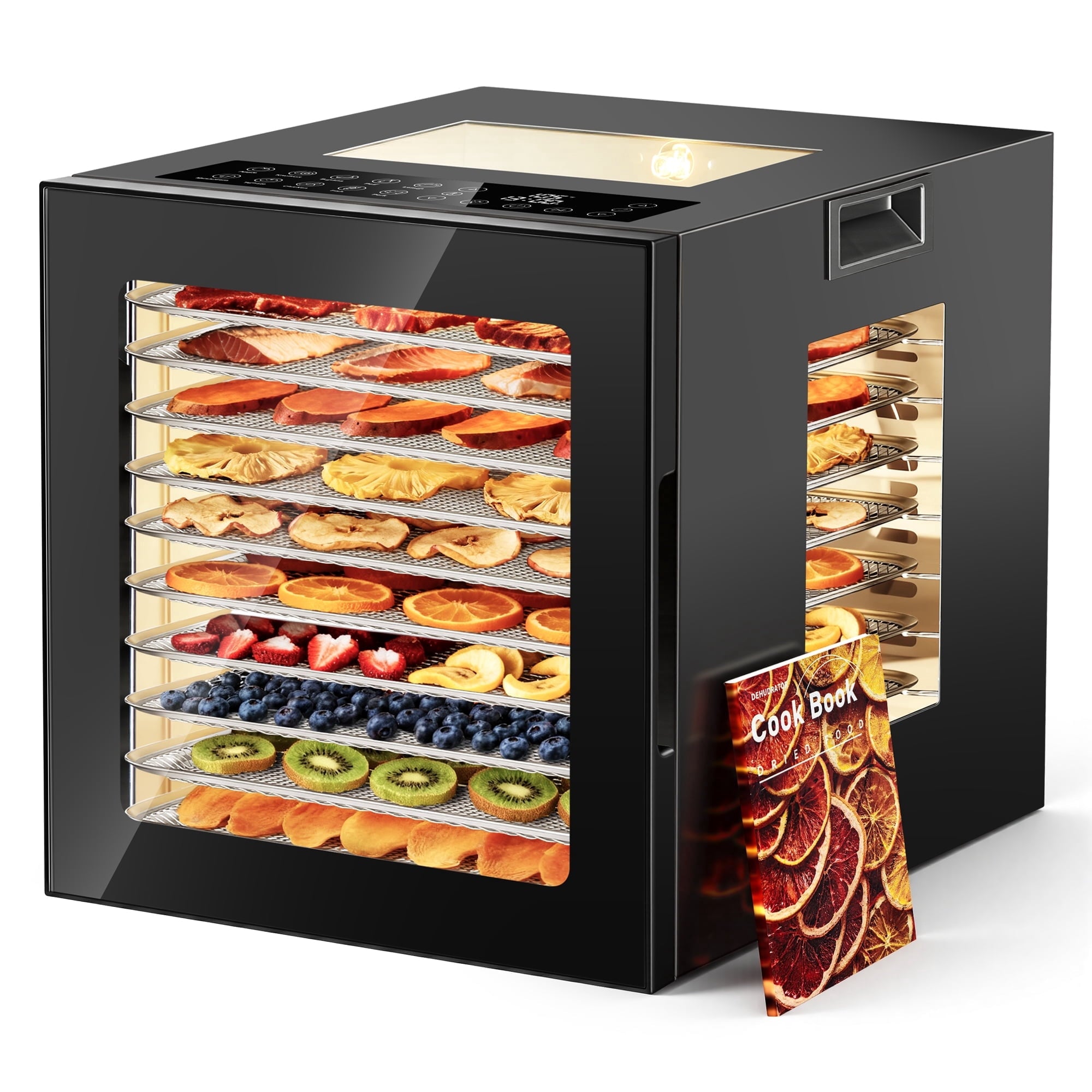 Nepsam 850W Food Dehydrator, 10 Stainless Steel Trays, 167°F Dehydrated Dryer for Dog Treats, Meat, Fruit, Veggies, Snacks(Black)