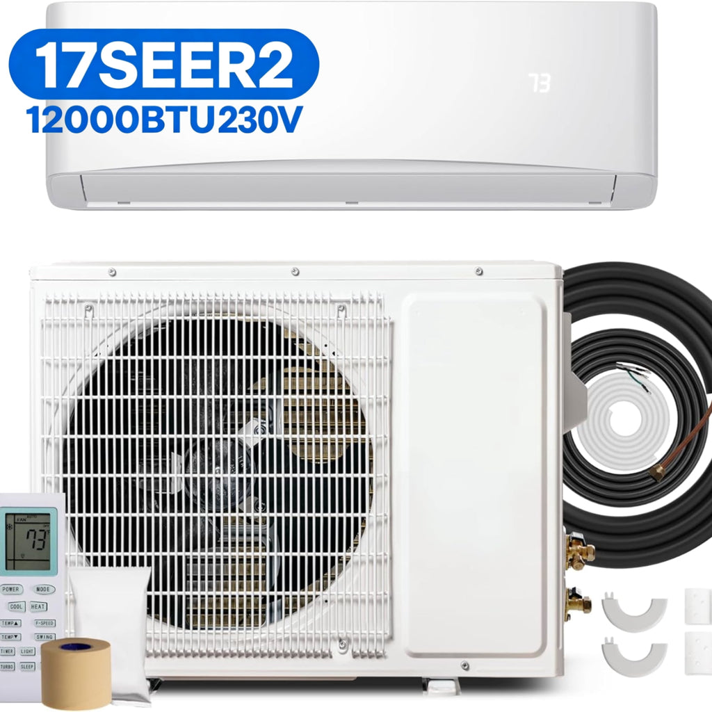 12000 BTU 17 SEER2 230V Mini Split Air Conditioner & Heater, Inverter AC with R32 Refrigerant, 750 Sq. Ft. Coverage, Turbo, Self-Cleaning, 24H Timer for Home Bedroom