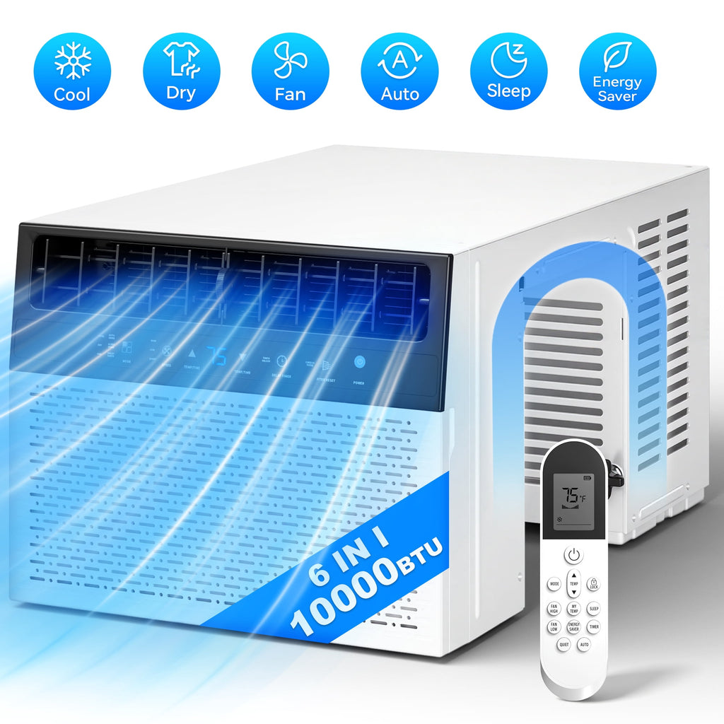 Nepsam 10000-BTU Window Air Conditioner, Cools Up to 450 Sq Ft, with Remote Control, Energy Efficient, Easy Installation Kit Included