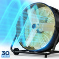 Nepsam 30" Industrial Drum Fan, 3 Speed Air Circulator w/180°Tilt, With Metal Wheels, for Commercial, Factory and Garage，Black