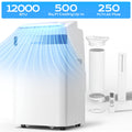 Nepsam 12000 BTU Portable Air Conditioner,4-in-1 Quiet AC Cooler Dehumidifier Fan, 550 sq.ft Room AC with 24H Timer, Remote Control & Window Kit