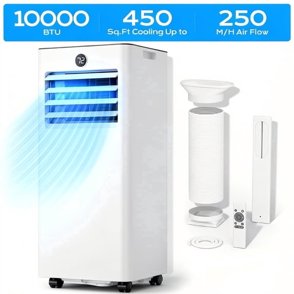 Nepsam 10000 BTU Portable Air Conditioner, 3-in-1 AC Unit, Dehumidifier, Fan, Remote, Timer, for Room up to 450 Sq.Ft