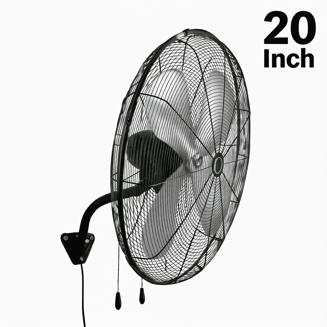 Nepsam Wall Mount Fan, 20 Inch,3-speed, Waterproof Oscillating Industrial Wall Fan, for Warehouse, Greenhouse, Workshop, Patio (Black, ETL Listed)