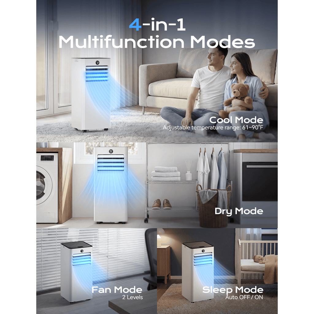 Nepsam 10000 BTU Portable Air Conditioner, 3-in-1 AC Unit, Dehumidifier, Fan, Remote, Timer, for Room up to 450 Sq.Ft