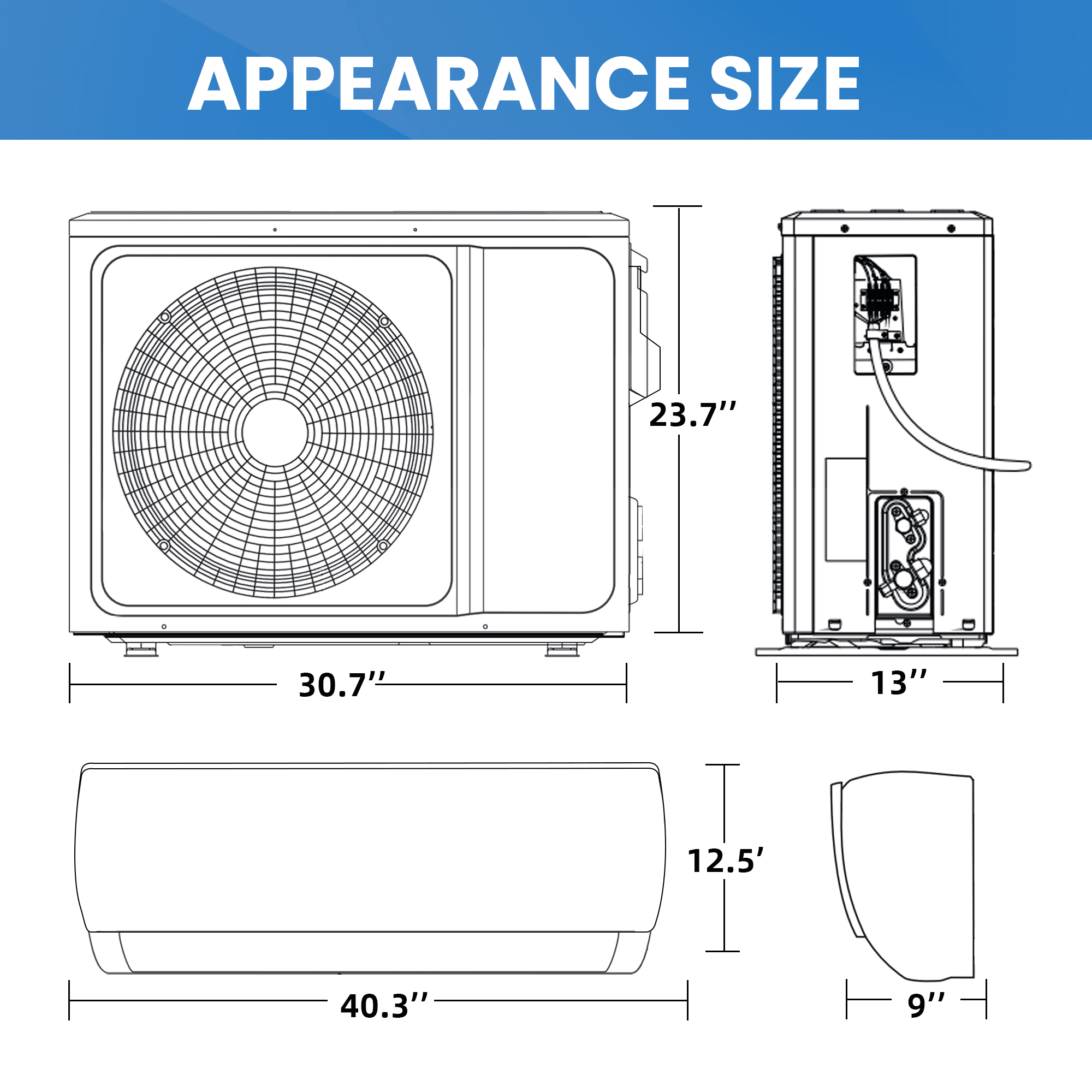 Nepsam 12000 BTU Mini Split Air Conditioner & Heater, 19 SEER2 230V Energy Energy Saving Wall Mounted