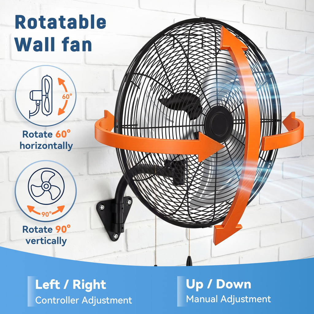 Nepsam Wall Mount Fan, 30 Inch,3-speed, Waterproof Oscillating Industrial Wall Fan, for Warehouse, Greenhouse, Workshop, Patio (Black)