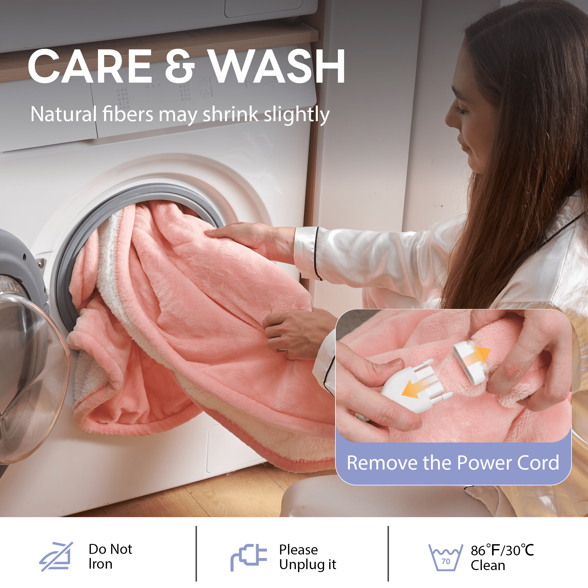 Nepsam Electric Heated Blanket Flannel and Soft Sherpa Fleece, 50" x 60" with 12 Hours Auto Shut Off, Machine Washable, Pink