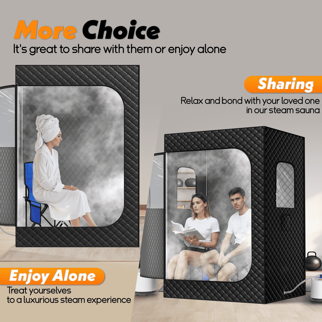 Nepsam Upgraded 2 Person Infrared Sauna Box with 2.6L 1200W Steamer, 99Min-Timer, 9-Level Temperature, 10-min Rapid Heating, Home Sauna for Gym, Pilates, Garage, Hot Tub