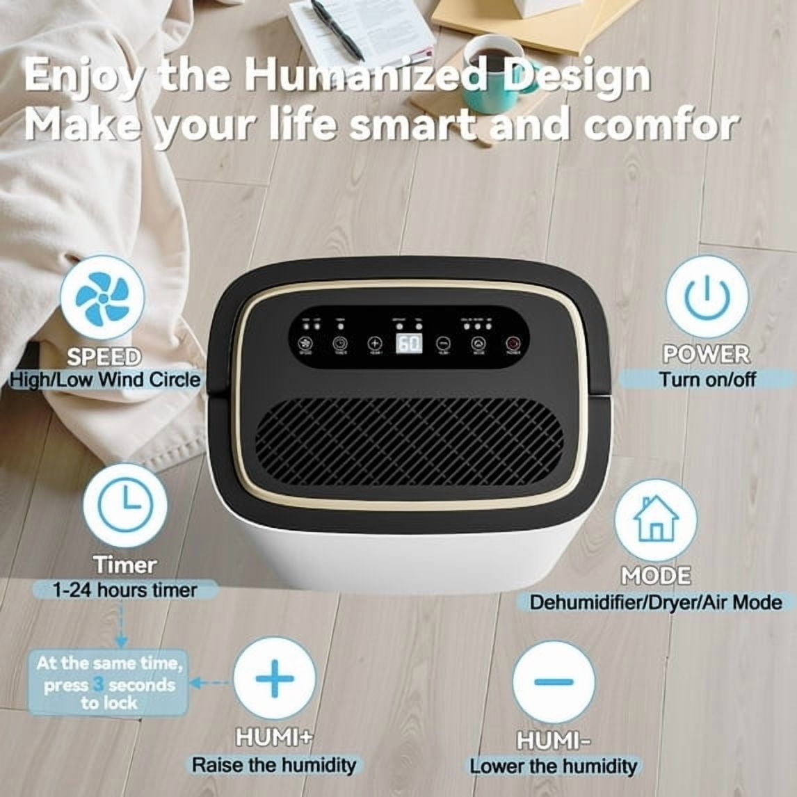 Nepsam 15-Pint (DOE) Dehumidifier for Large Spaces up to 5000 Sq.Ft, 180oz Tank with Drain Hose & 24H Timer, 3 Modes for Home, Office, Basement
